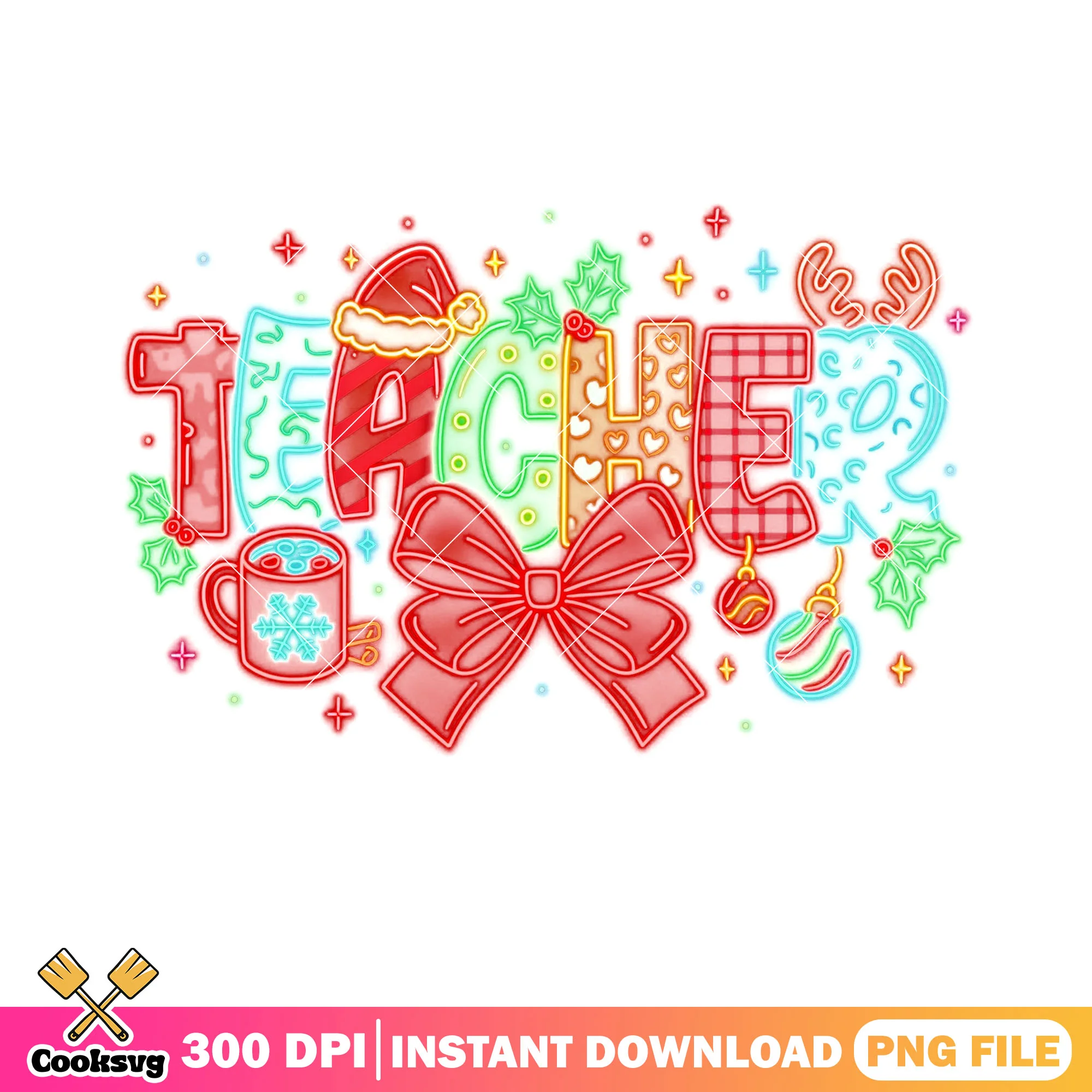 Christmas for teacher gifts png, teacher day png, christmas ball png