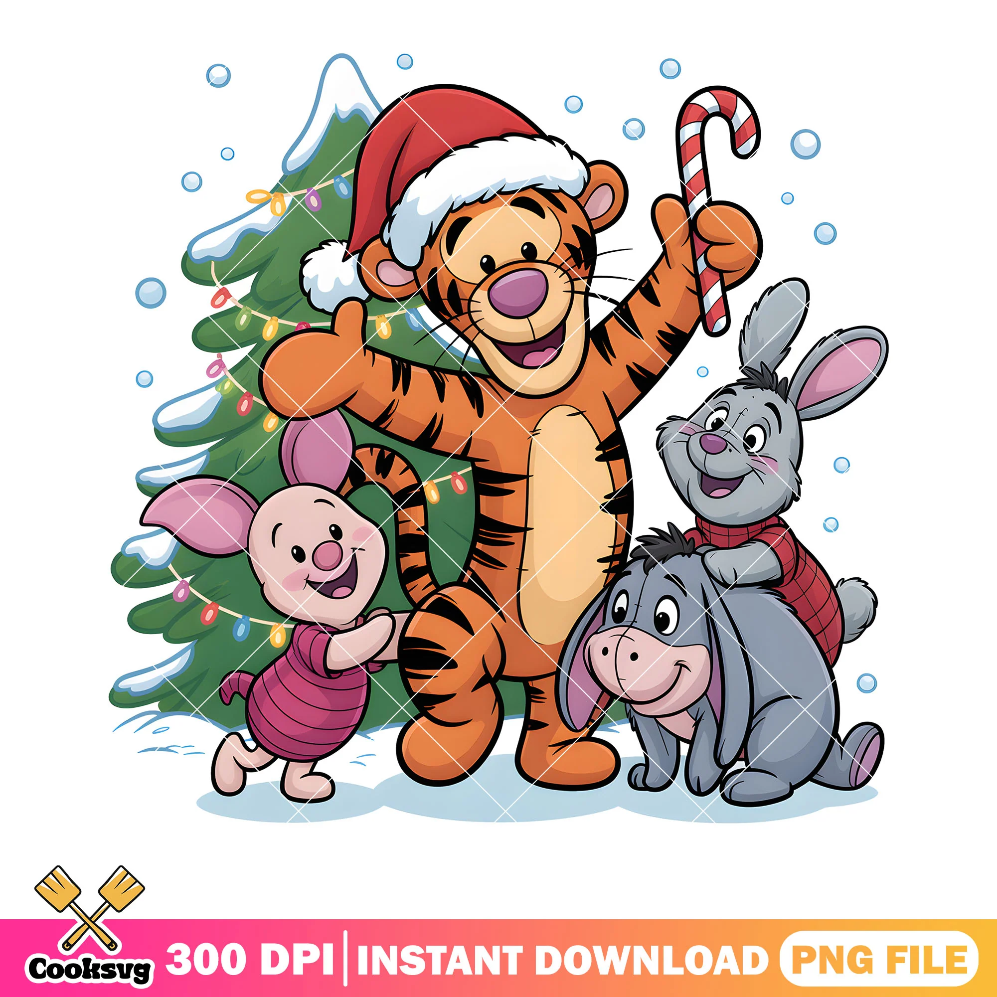 Christmas friends tree pooh png, winnie the pooh png, pooh friends png