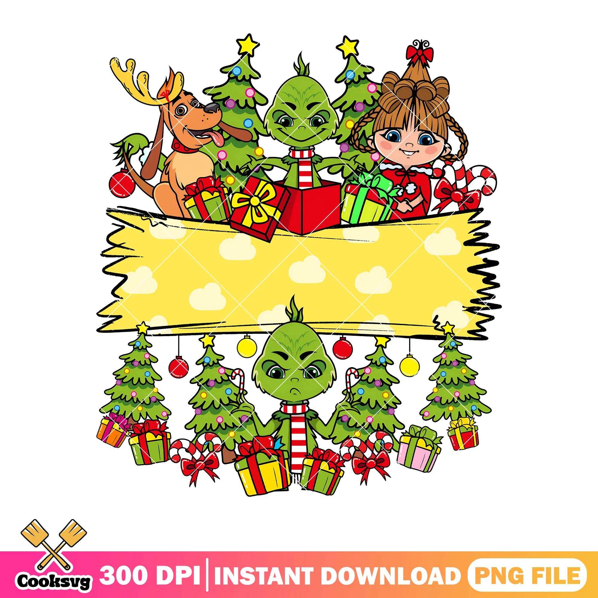 Christmas grinch gifts png, christmas tree png, cindy lou who png