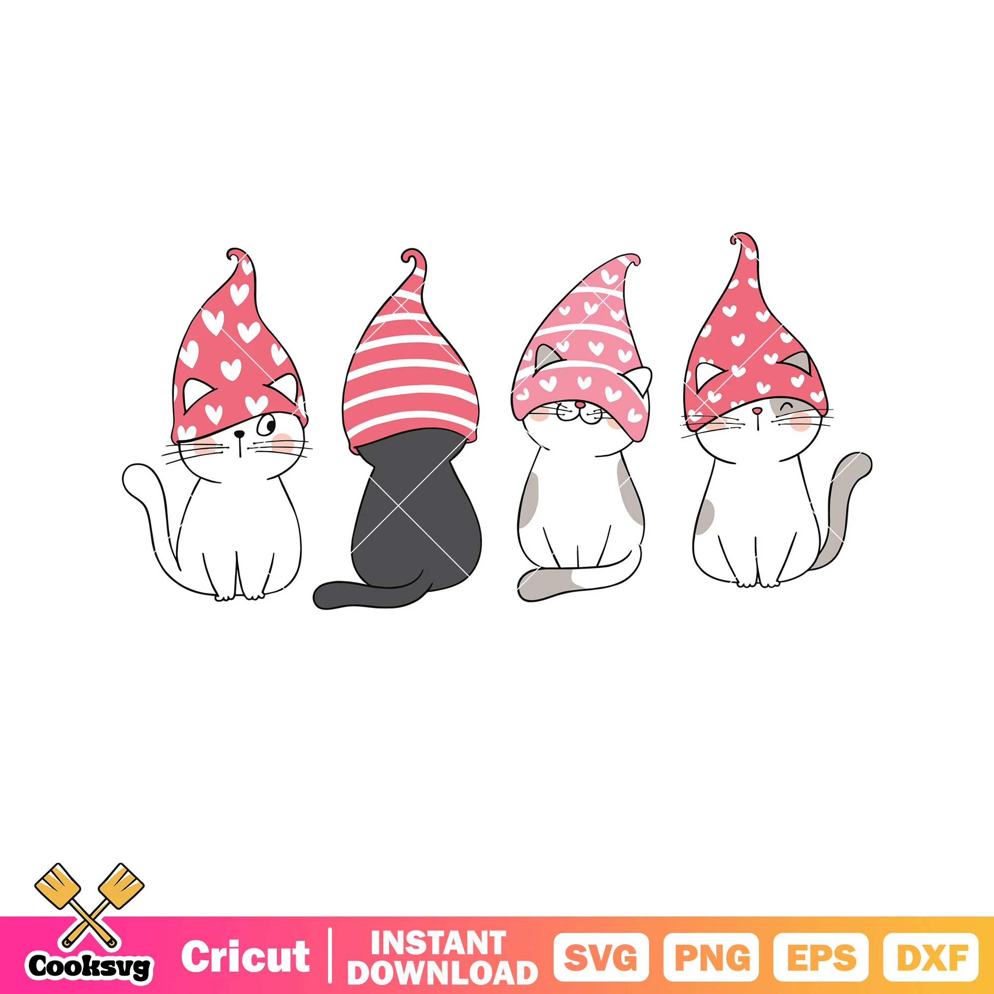 Christmas hat and cat valentine svg, cat valentine svg, christmas hat svg