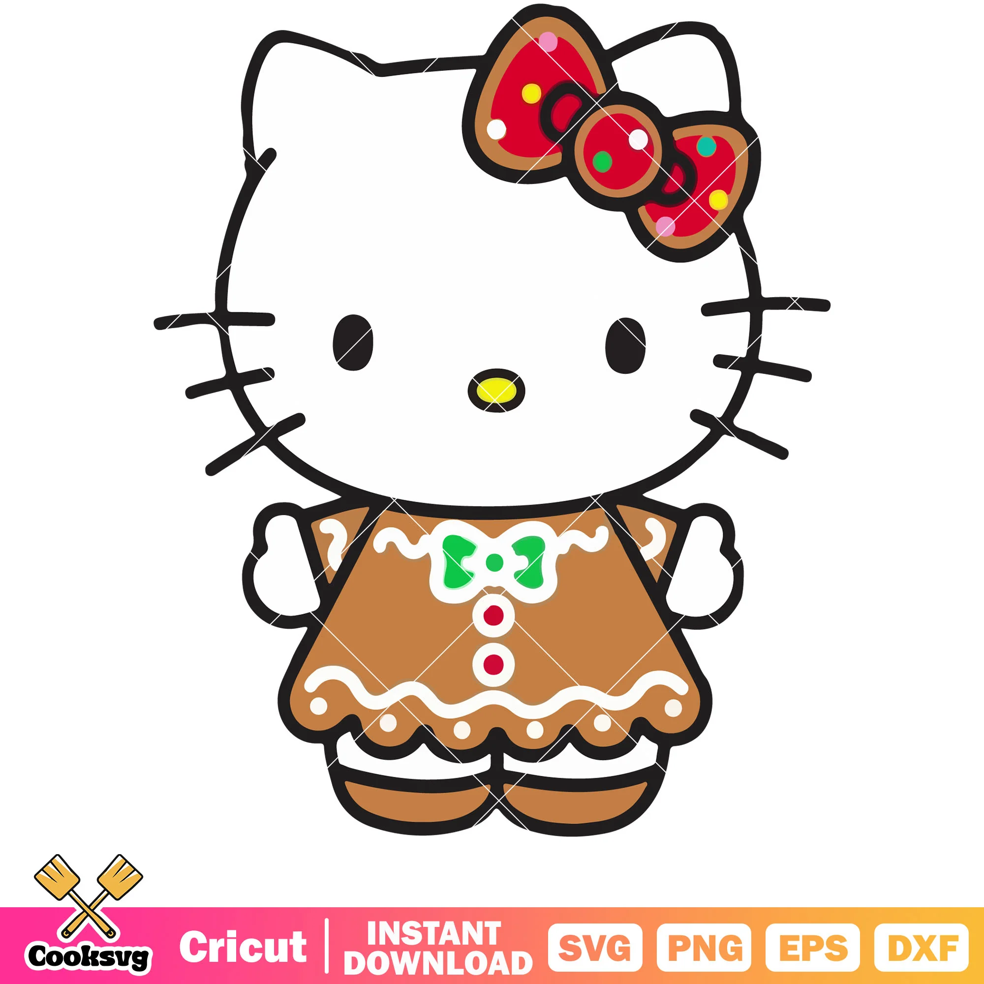Christmas hello kitty gingerbread svg, hello kitty christmas svg