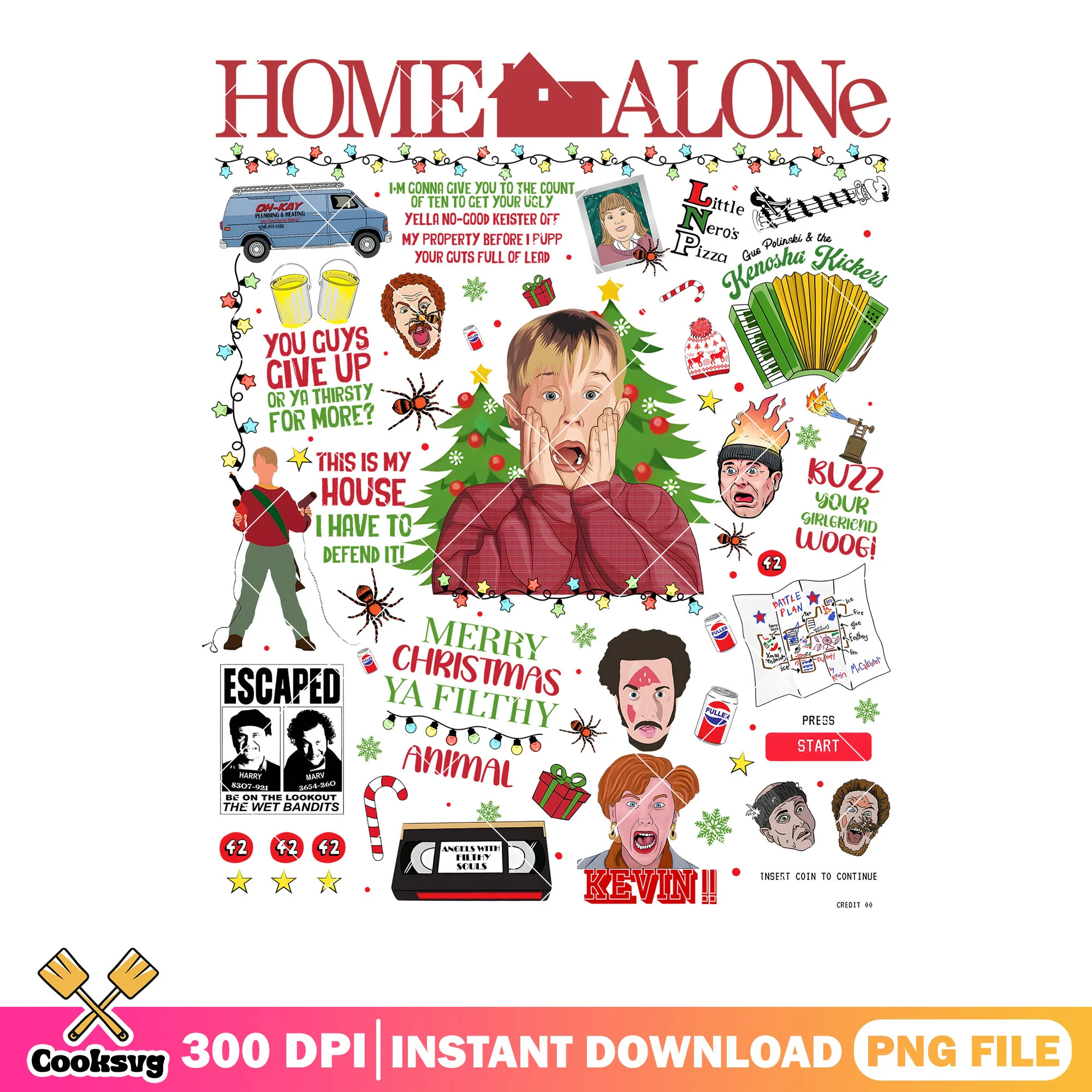Christmas home alone poster png, kevin mccallister png, merry xmas png