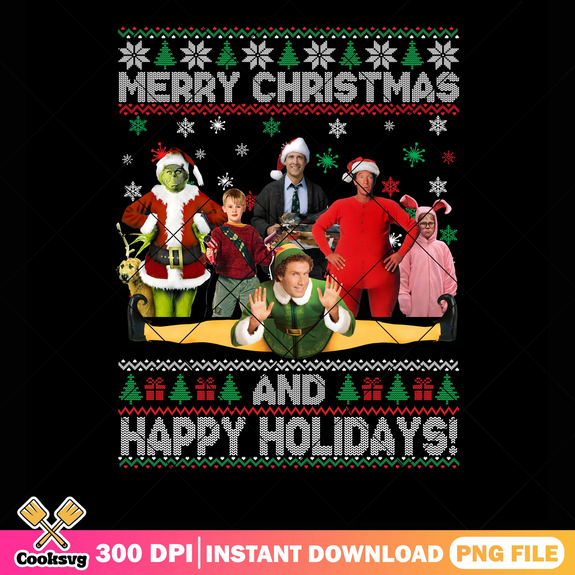 Christmas merry poster png, christmas poster png, clark griswold png