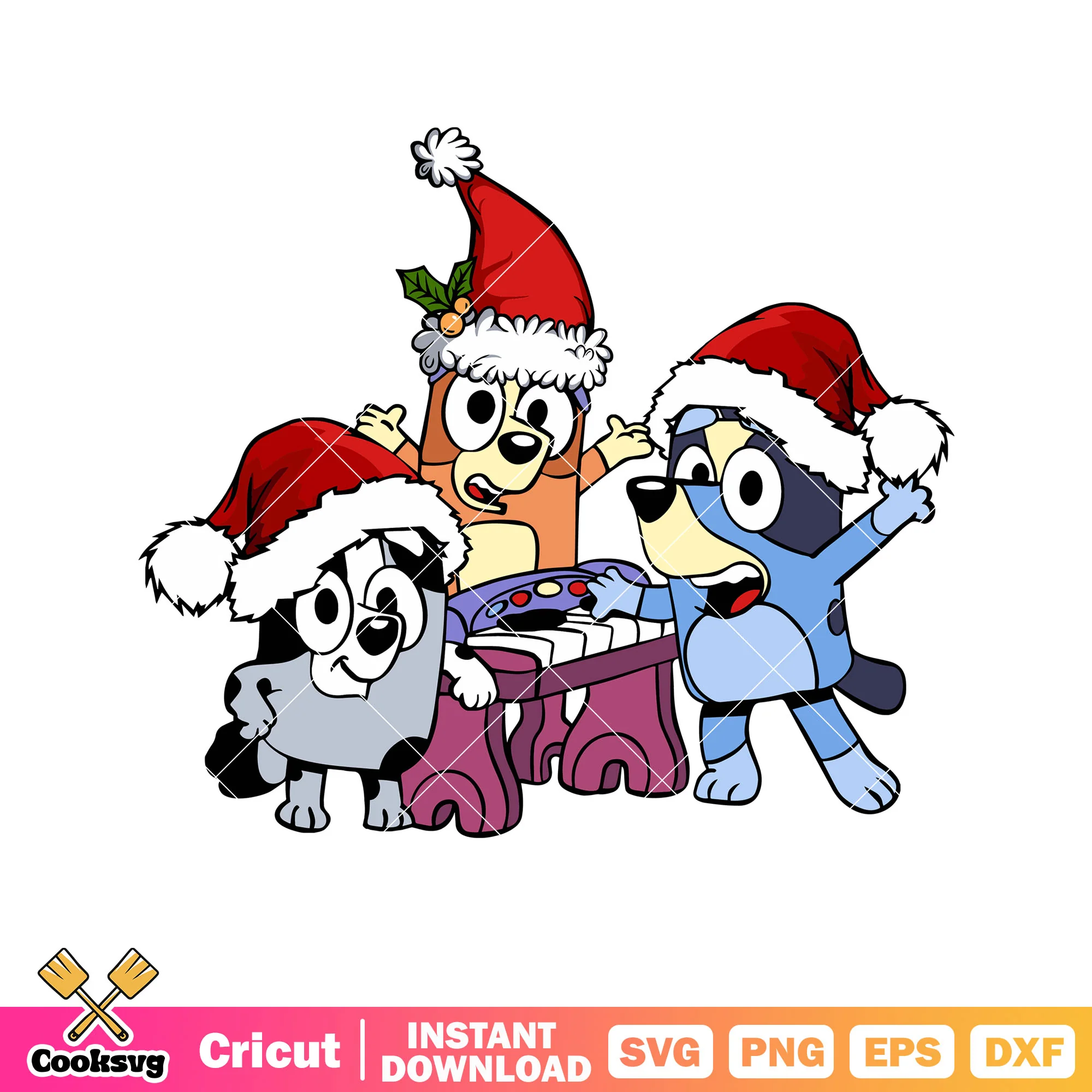 Christmas music friends bluey svg, bluey music svg, bluey friends svg