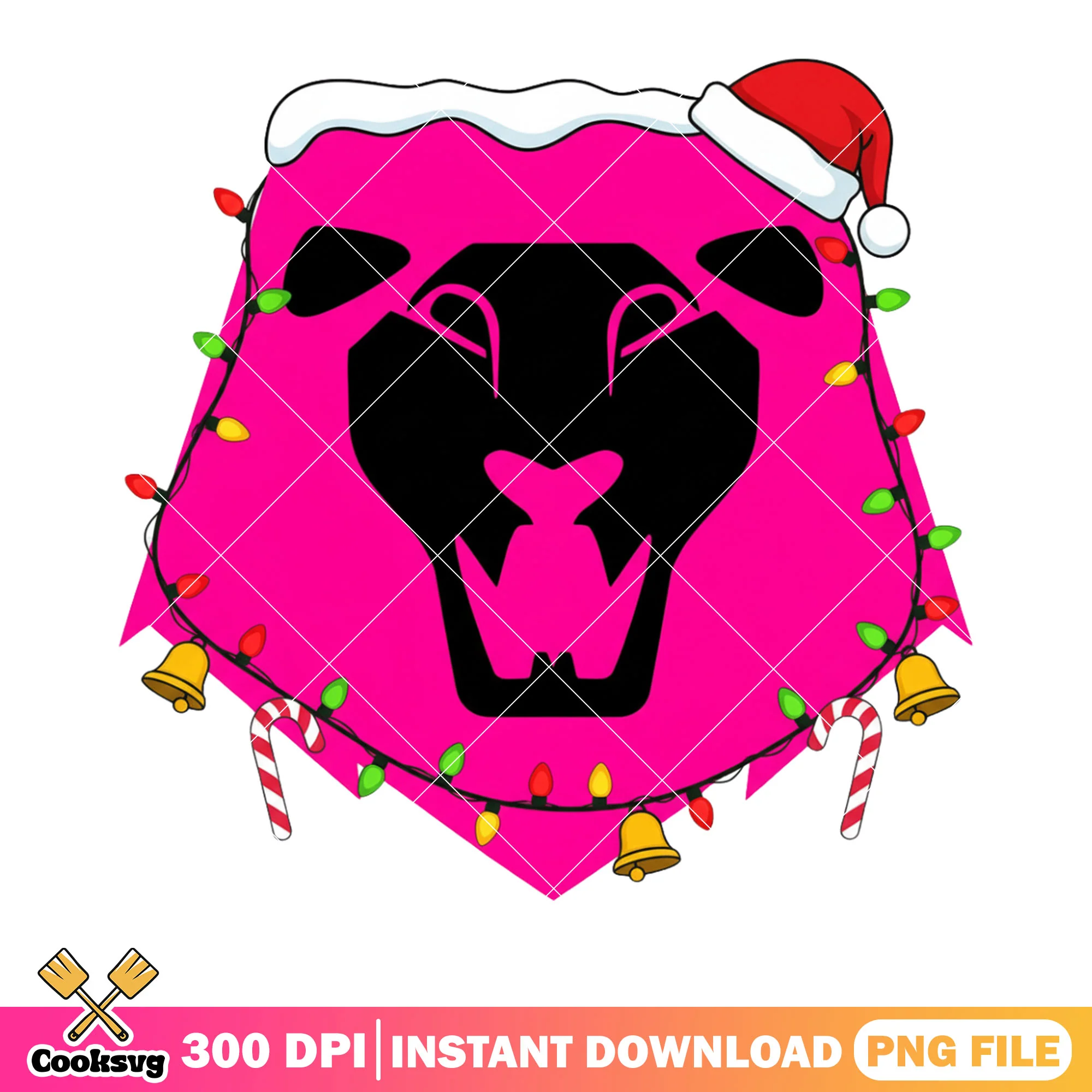 Christmas pink lion png, kpop demon hunters png, christmas santa png