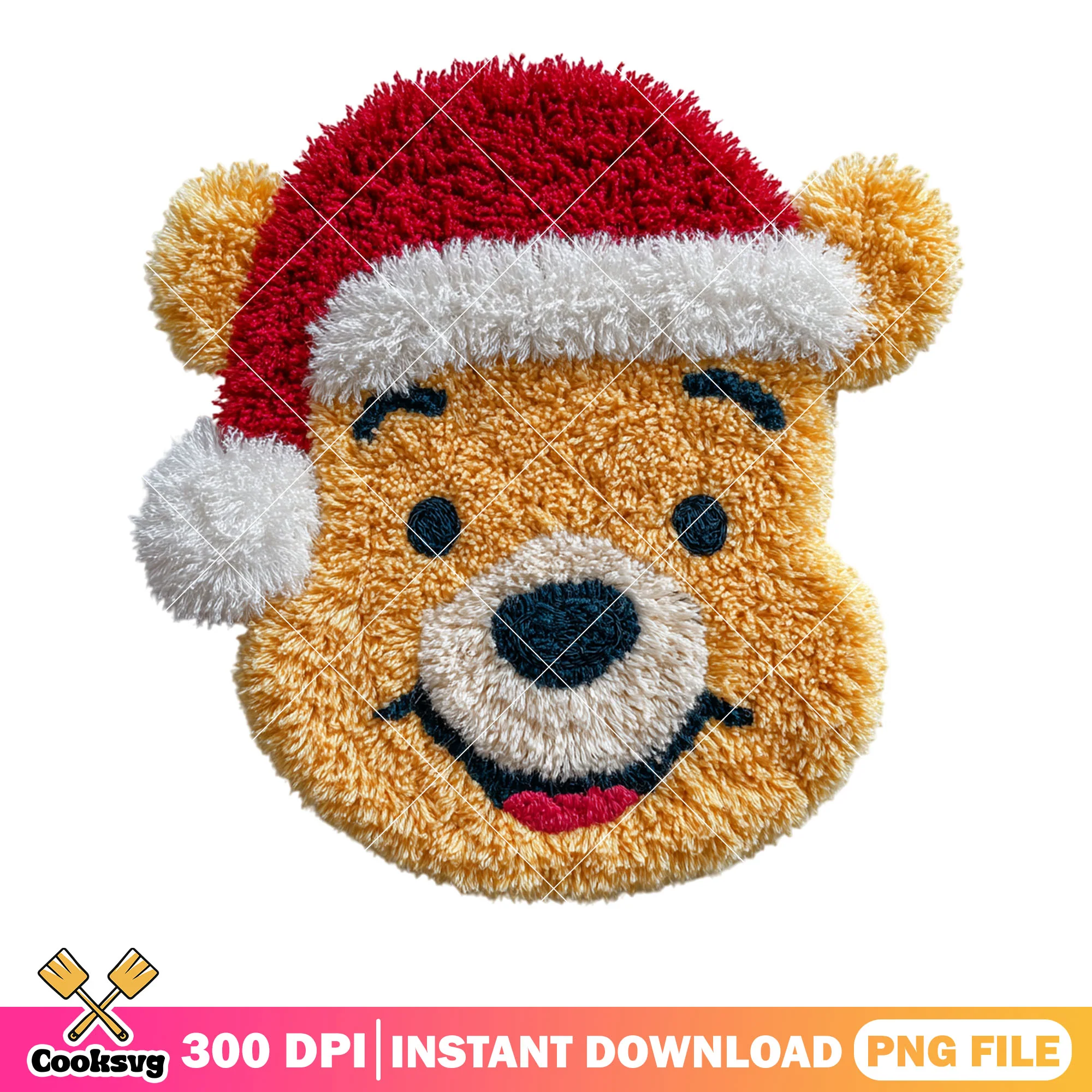 Christmas pooh bear png, happy christmas png, winnie the pooh png