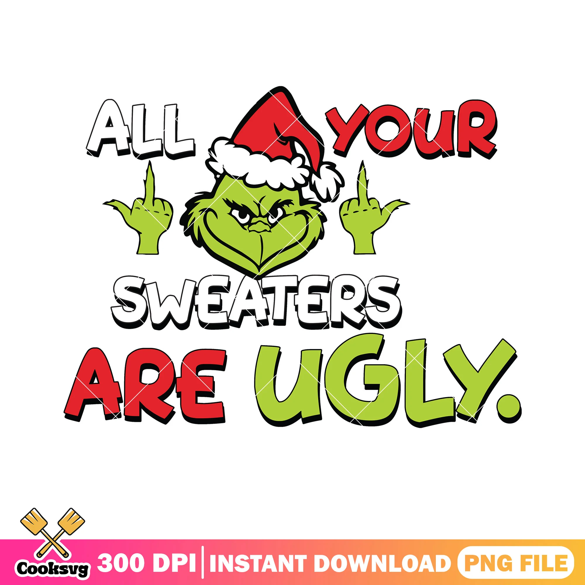 Christmas poster sweater png, christmas sweater png, the grinch png