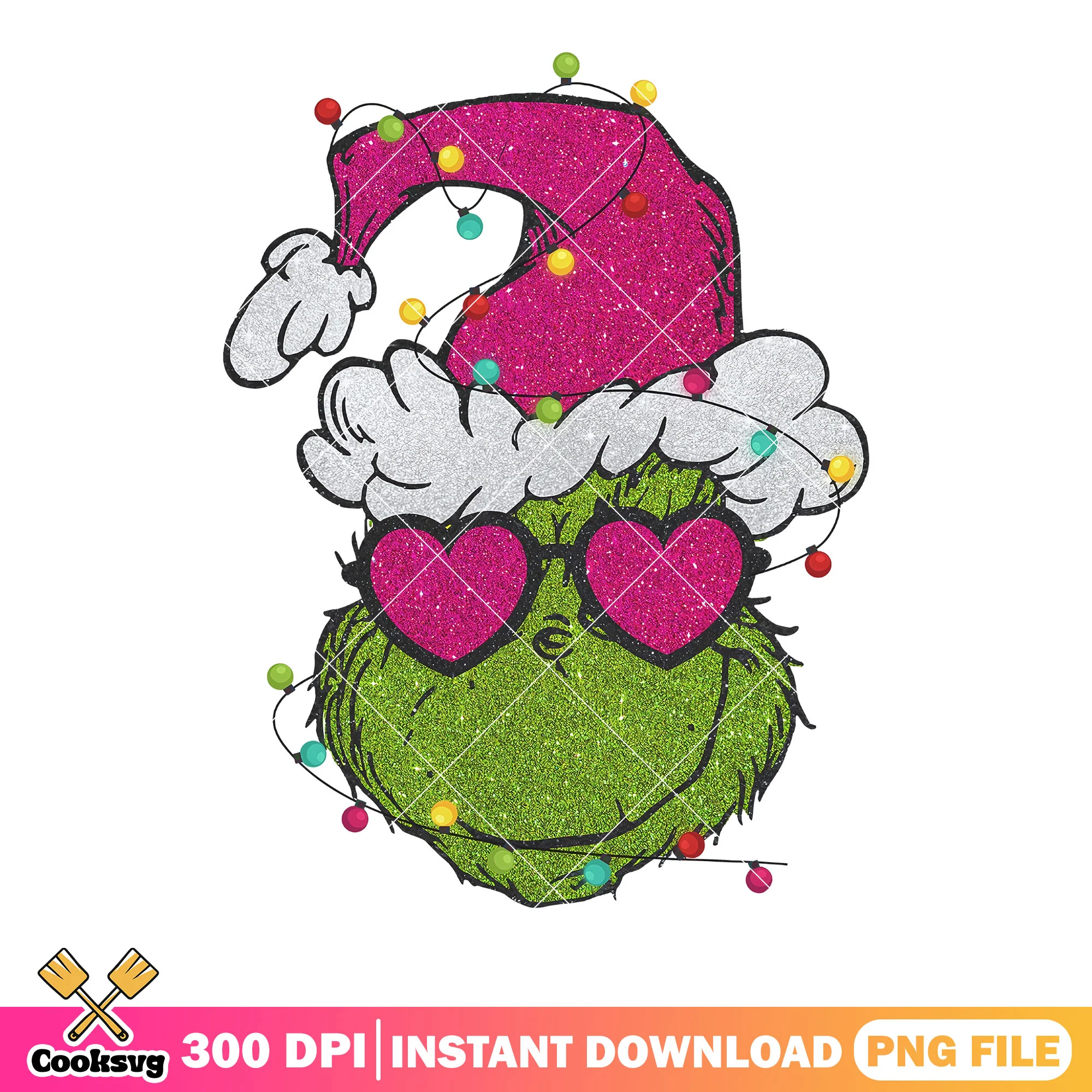 Christmas santa hat grinch png, the grinch png, heart sunglasses png