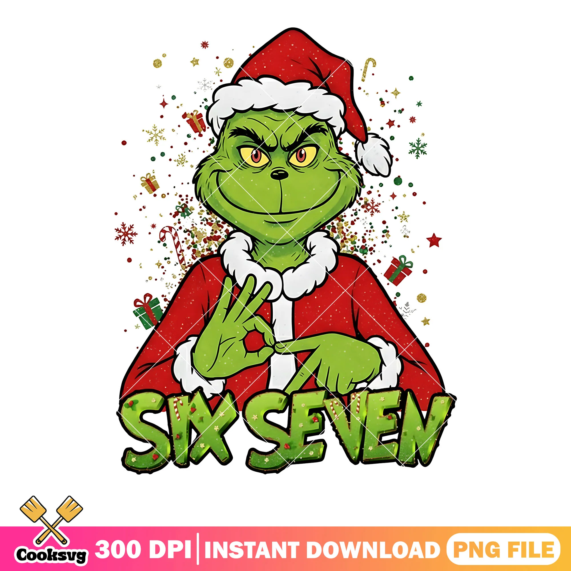 Christmas six seven sybau png, the grinch png, happy christmas png