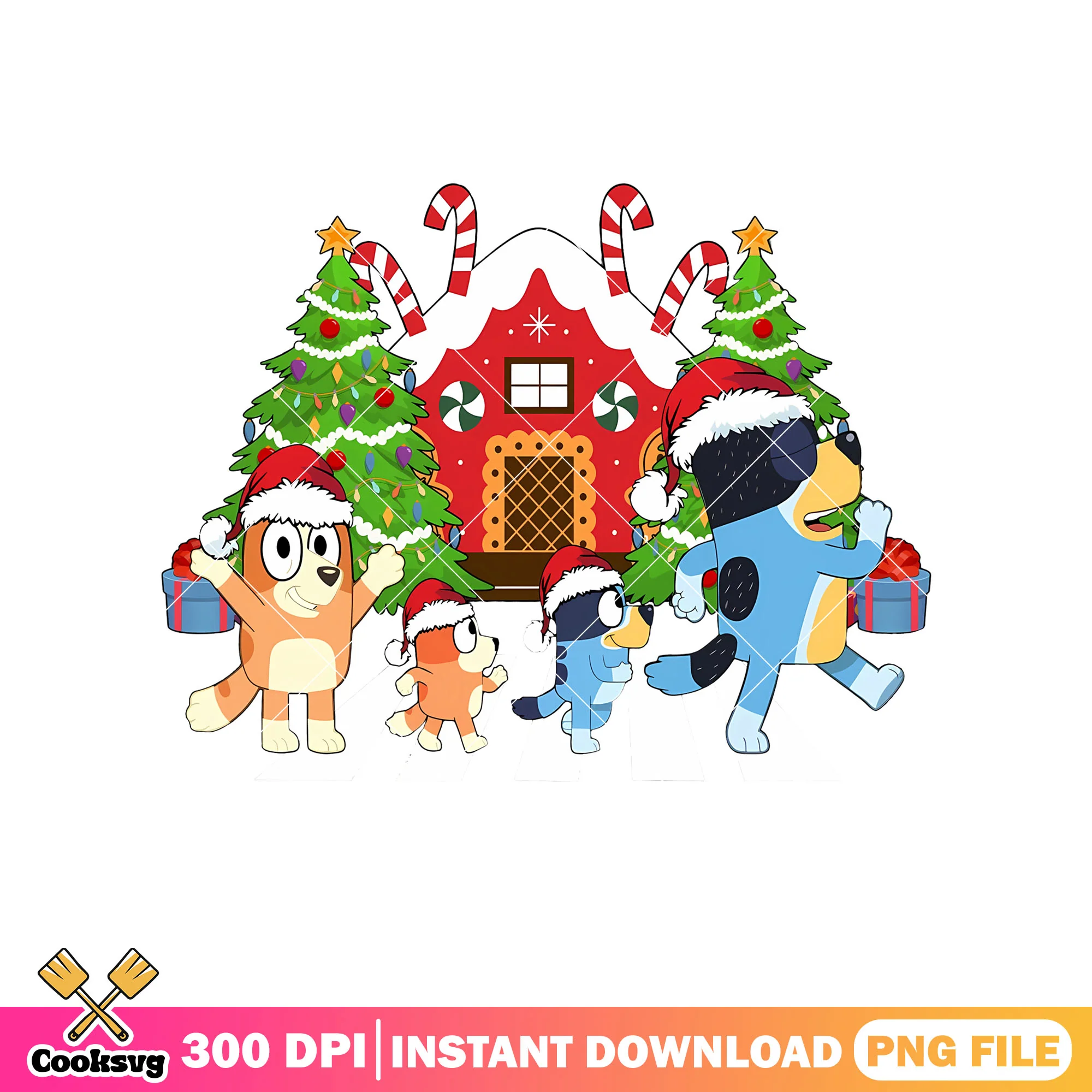 Christmas tree bluey family costume png, bluey candy png, bluey funny png