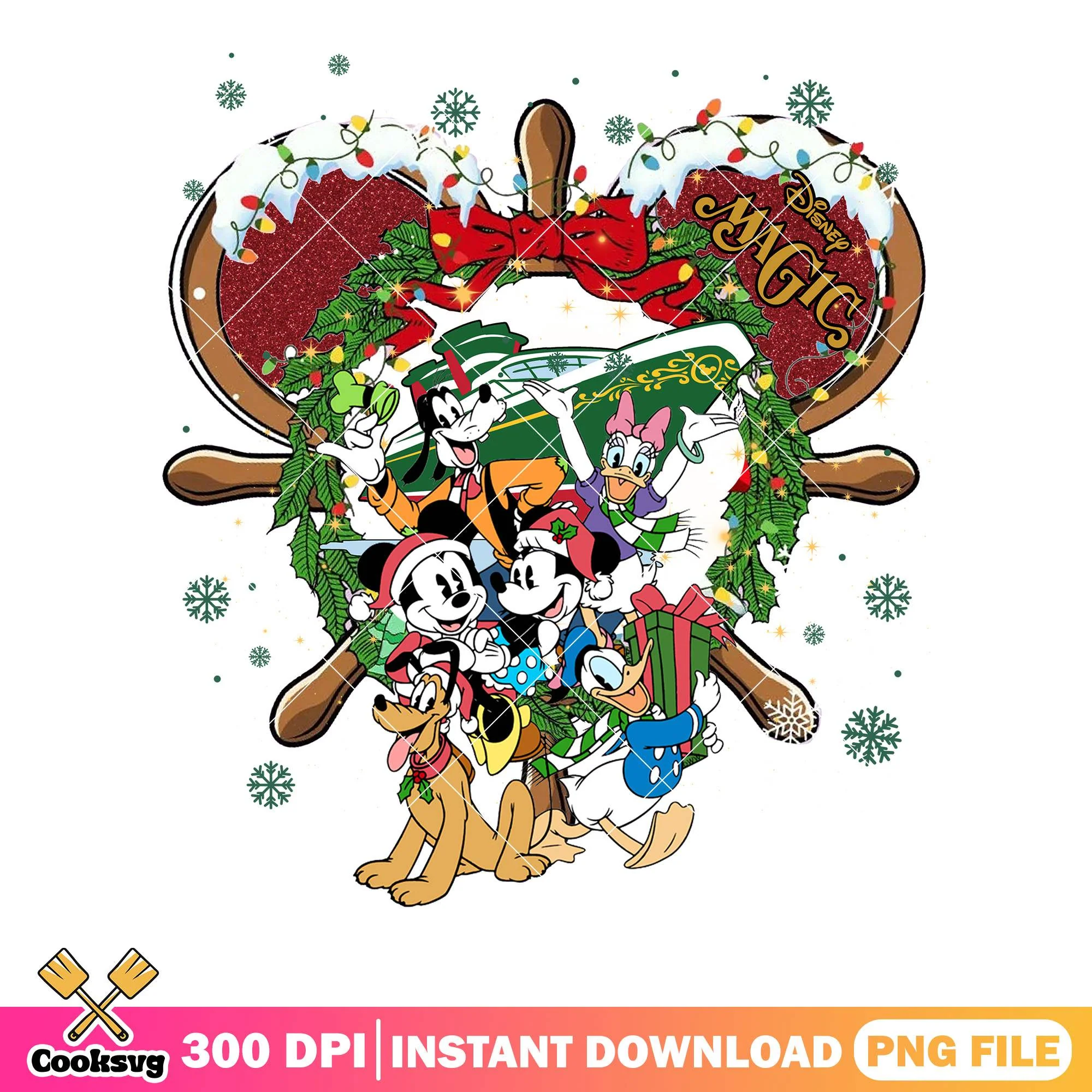 Christmas wreath cruise disney png, merry xmas png, disney trip png