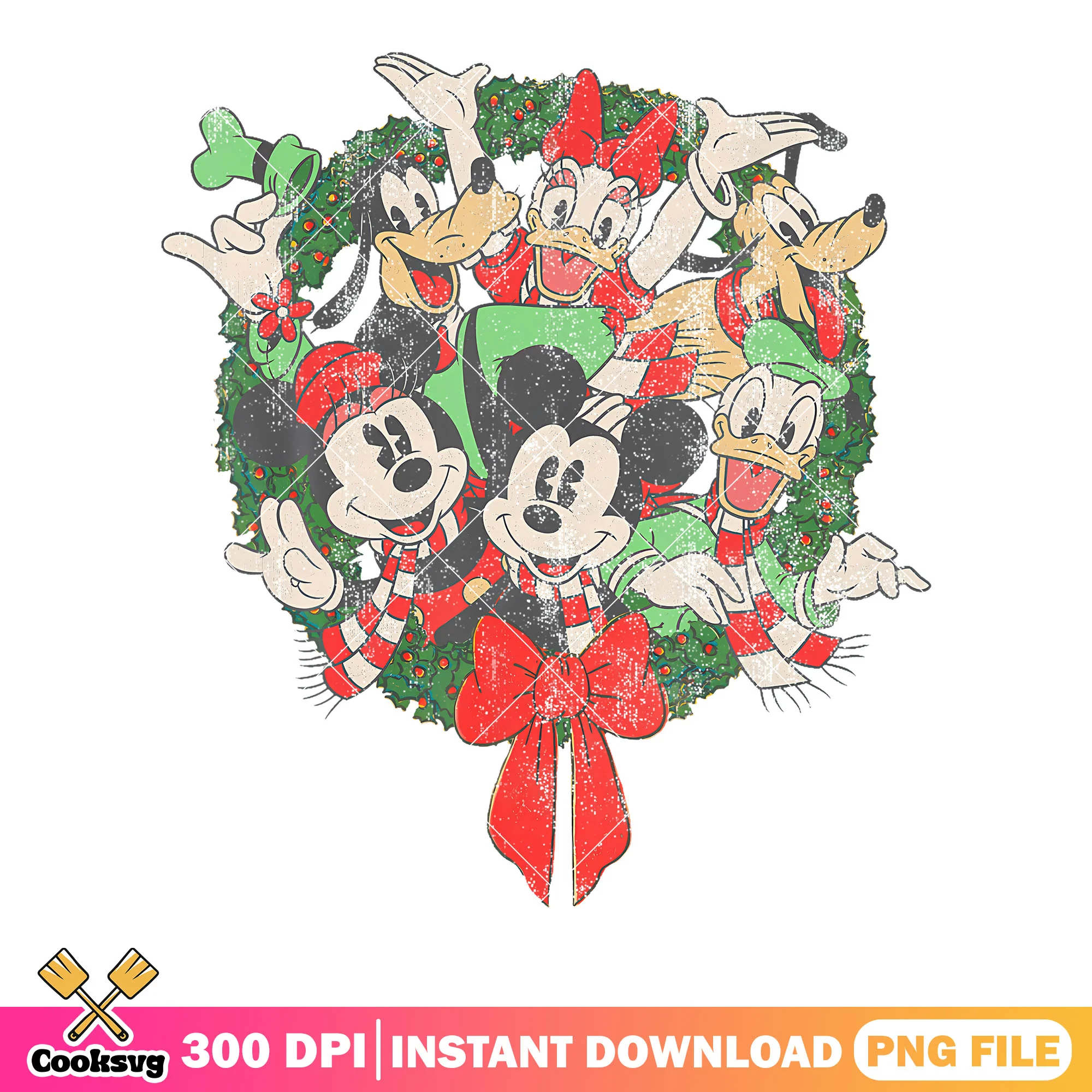 Christmas wreath disney moves png, donald duck png, mickey mouse png