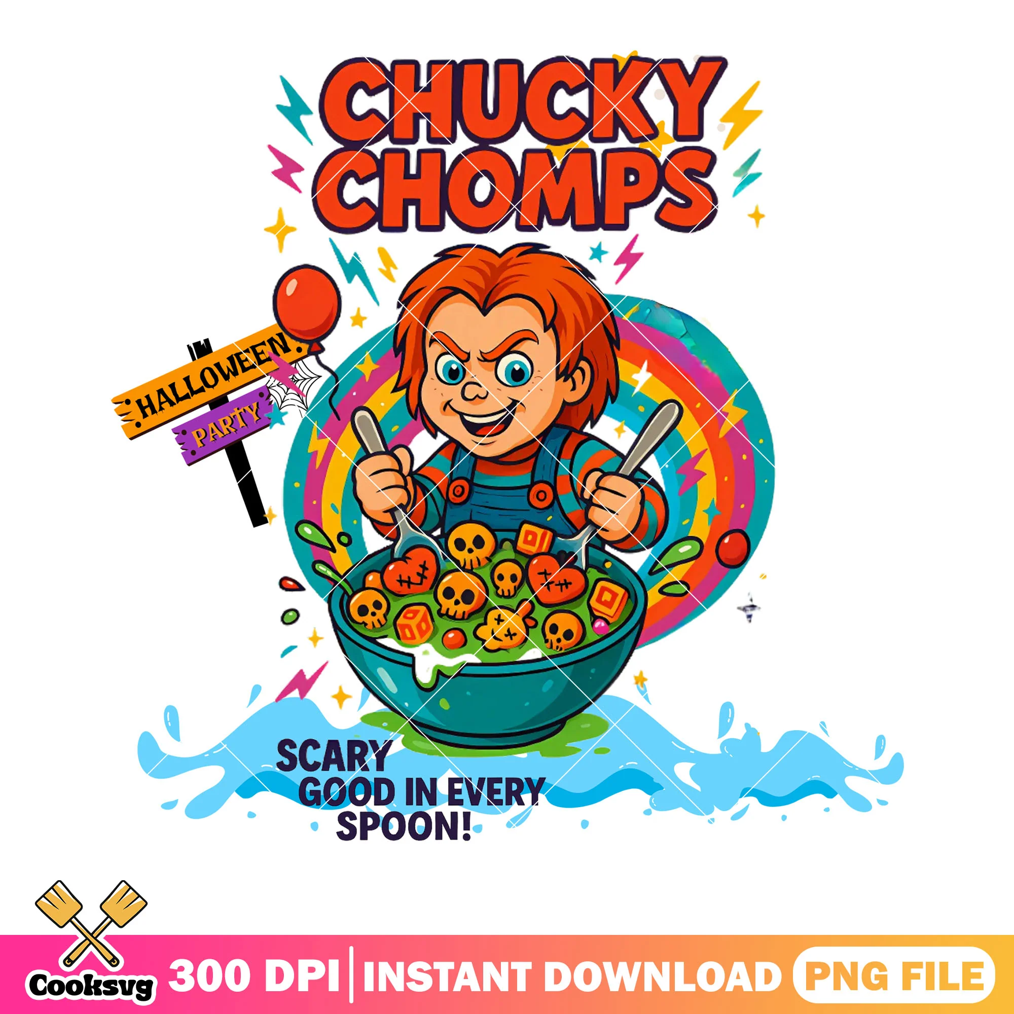 Chucky chomps png, halloween party png, skull skeleton png