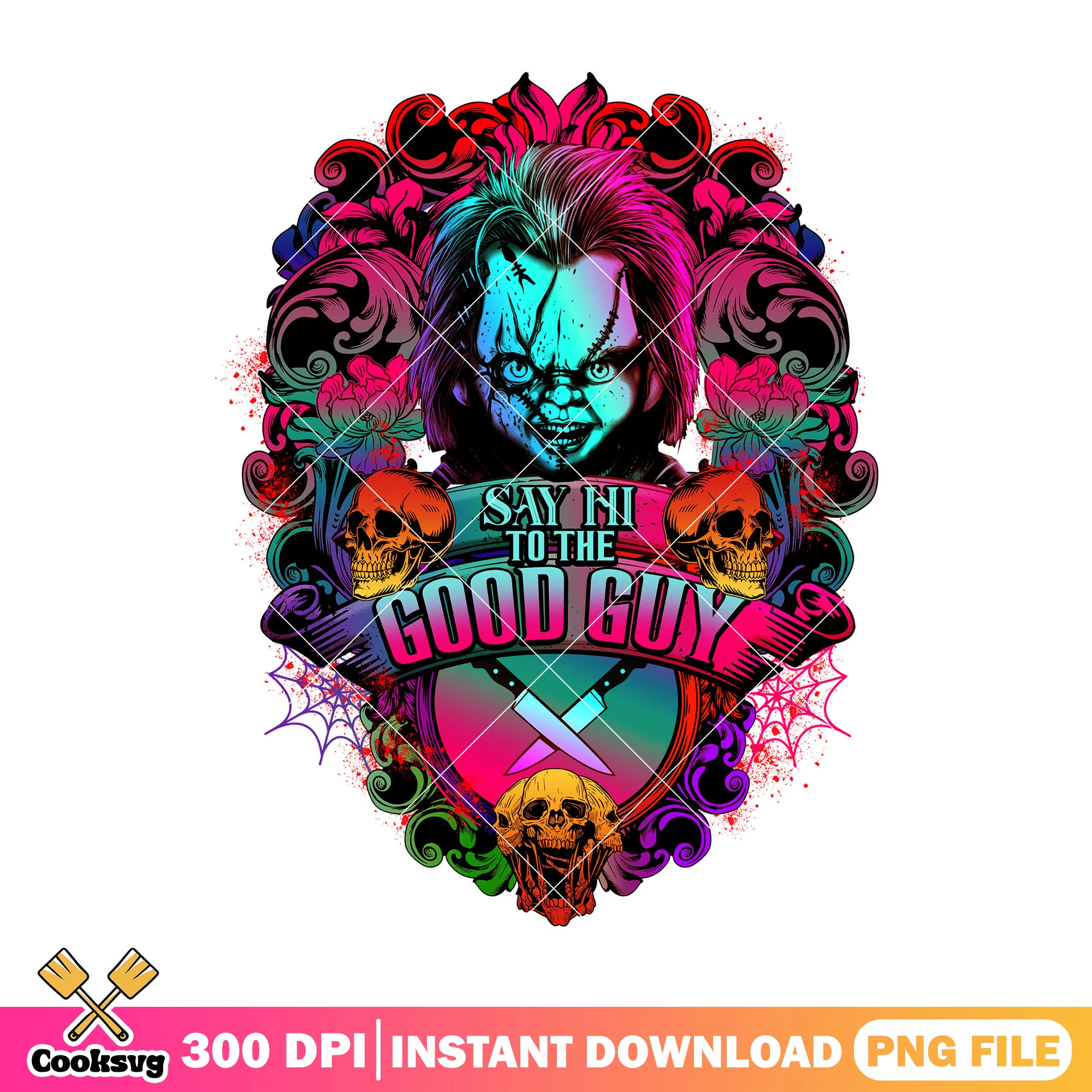 Chucky say hi to the good guy png, horror films png, halloween png