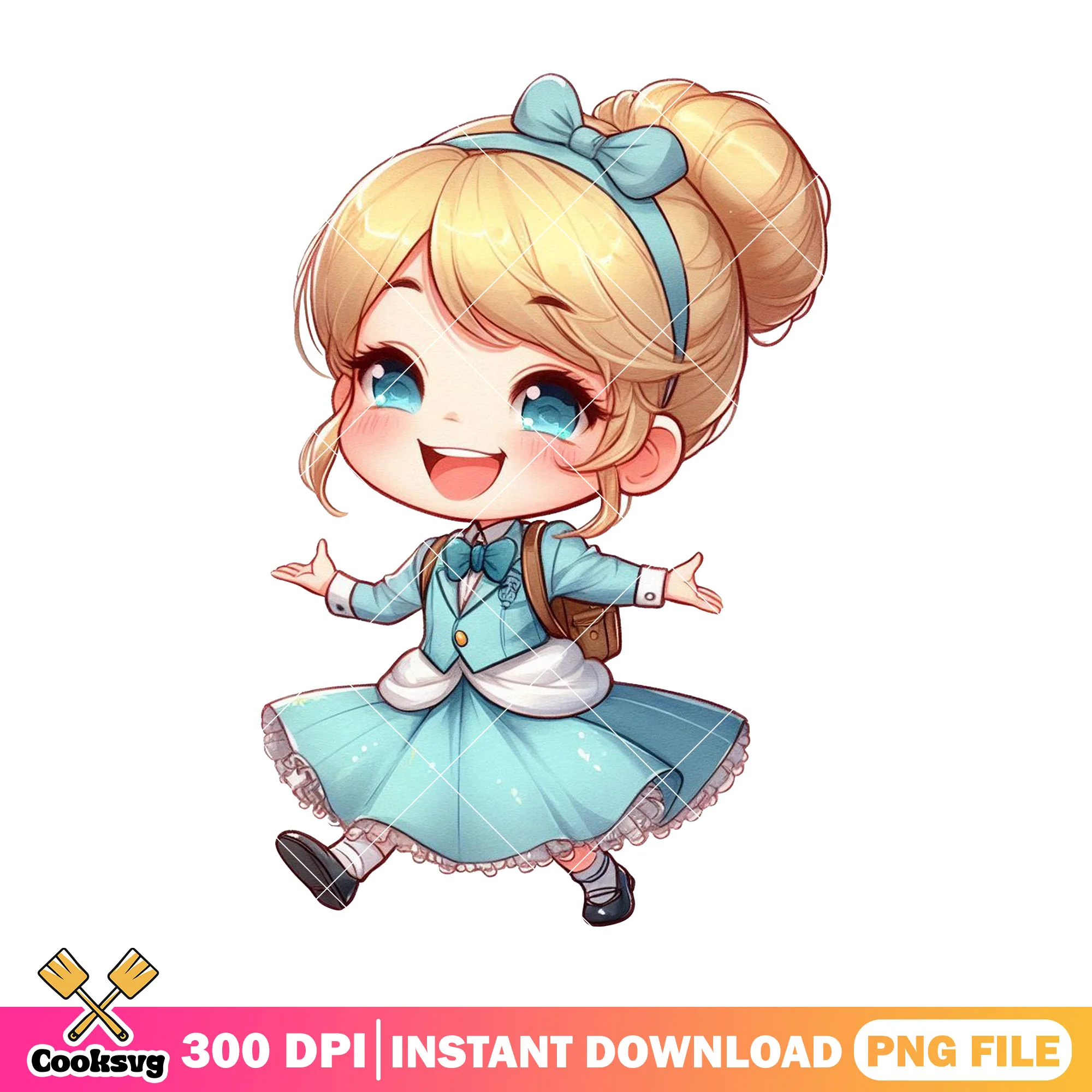 Cinderella cute png, disney cartoon png, back to school clothes png