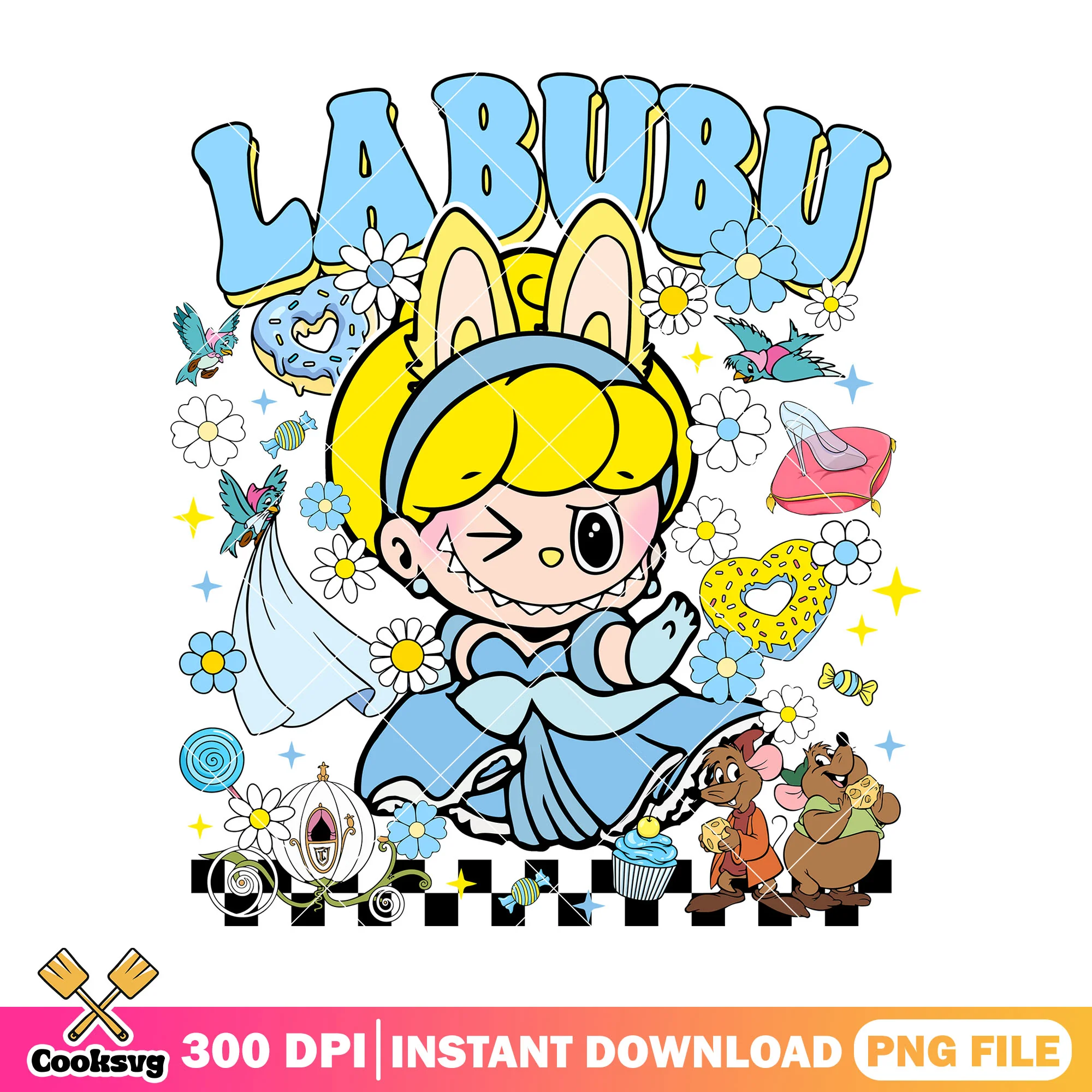 Cinderella labubu princess png, labubu disney png, art labubu png