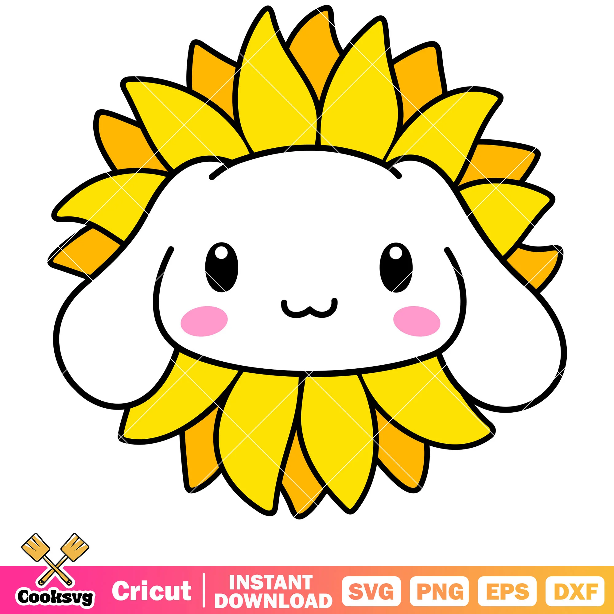 Cinnamoroll face sunflower design svg, sanrio cinnamoroll svg