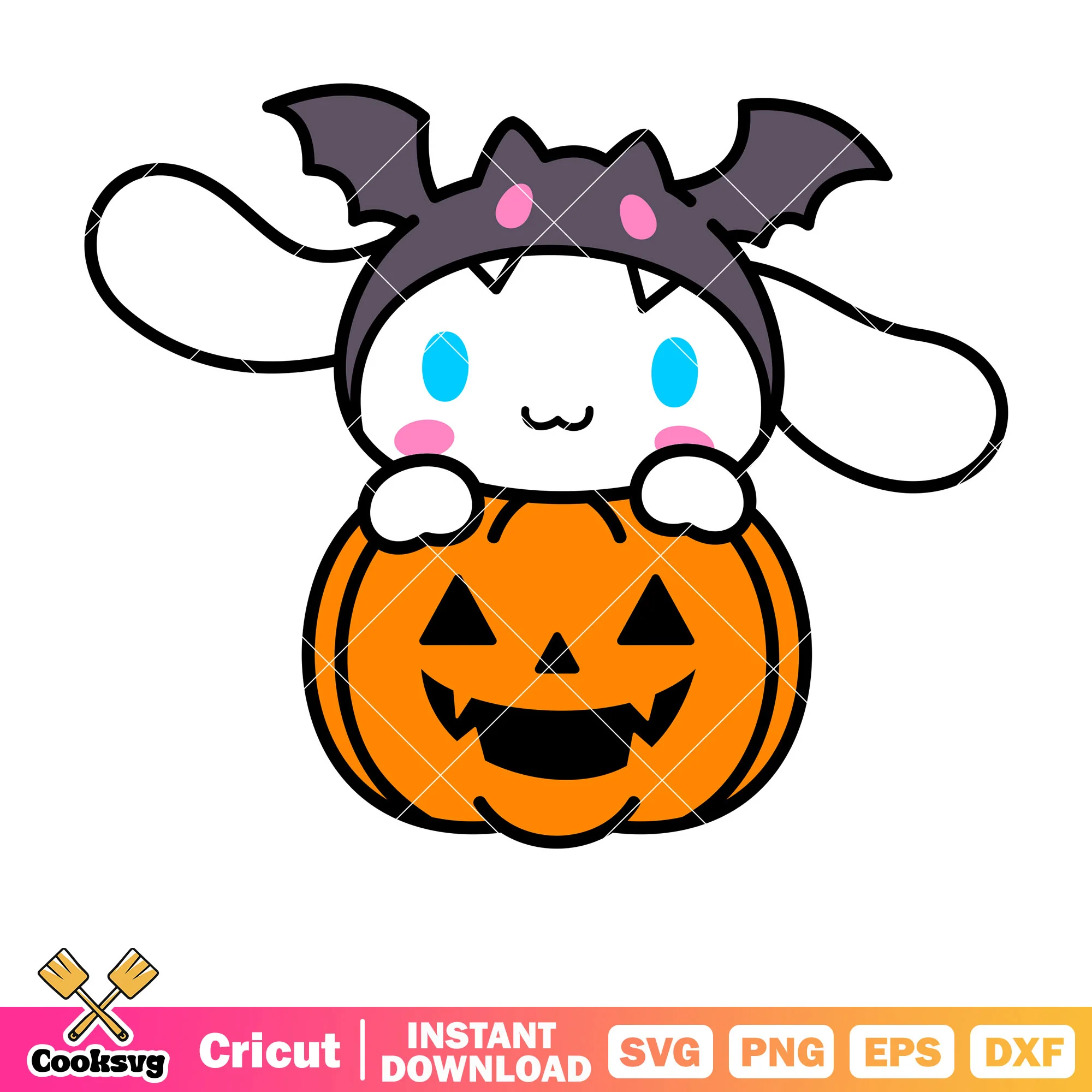 Cinnamoroll pumpkin design svg, halloween cinnamoroll svg