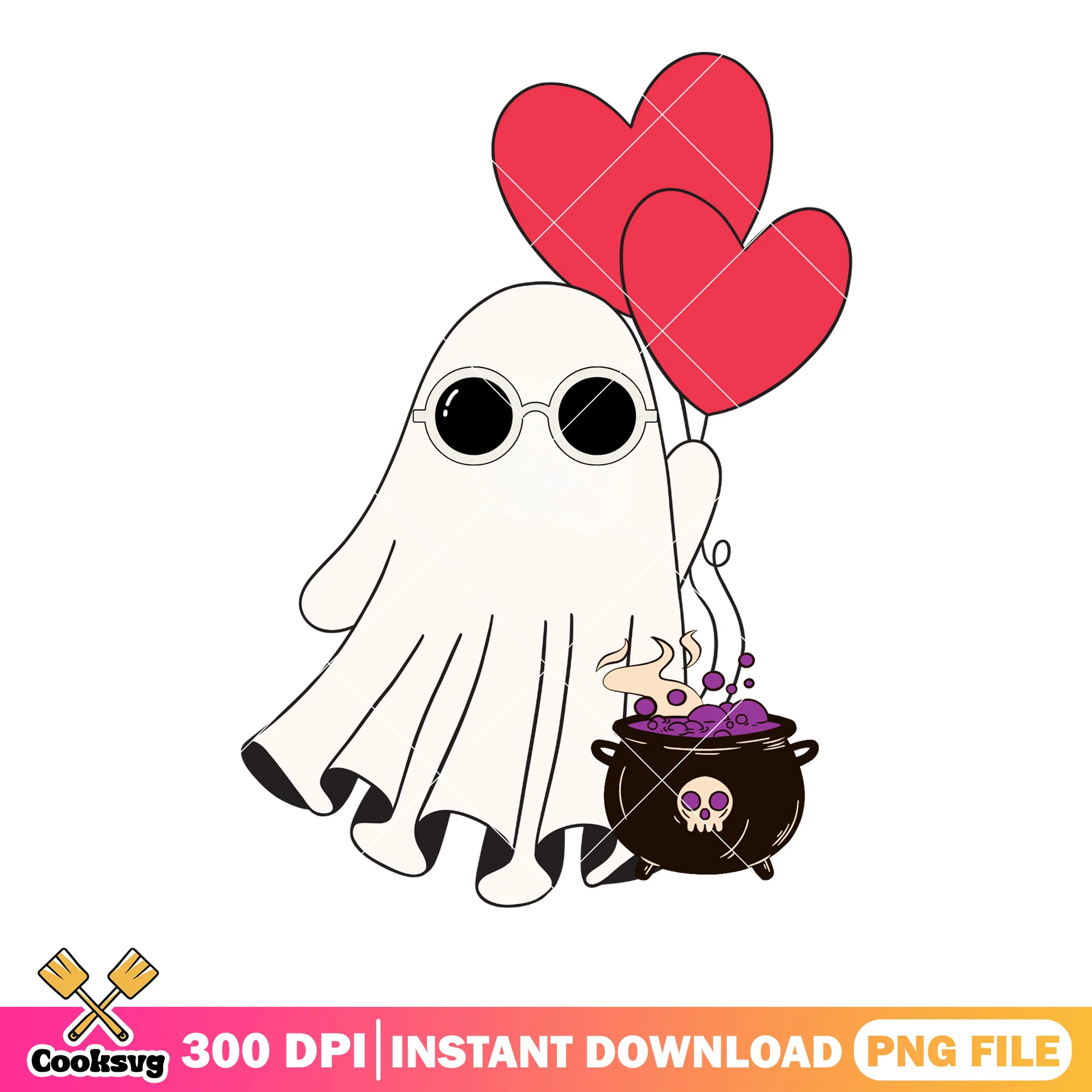 Circle sunglasses heart png, ghost costume png, halloween scary png