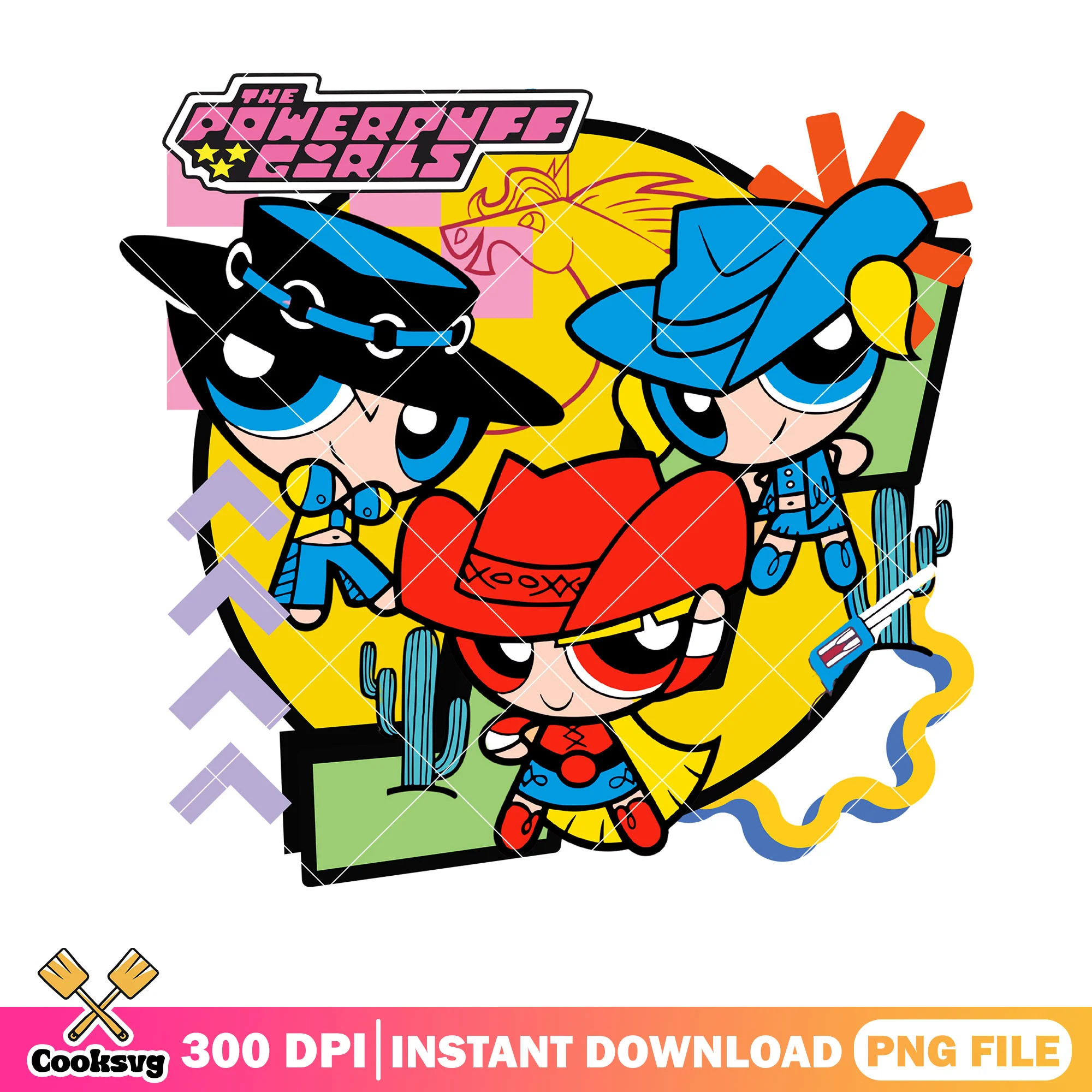 Classic 90s cartoon png, Powerpuff Girls png, cartoon network png