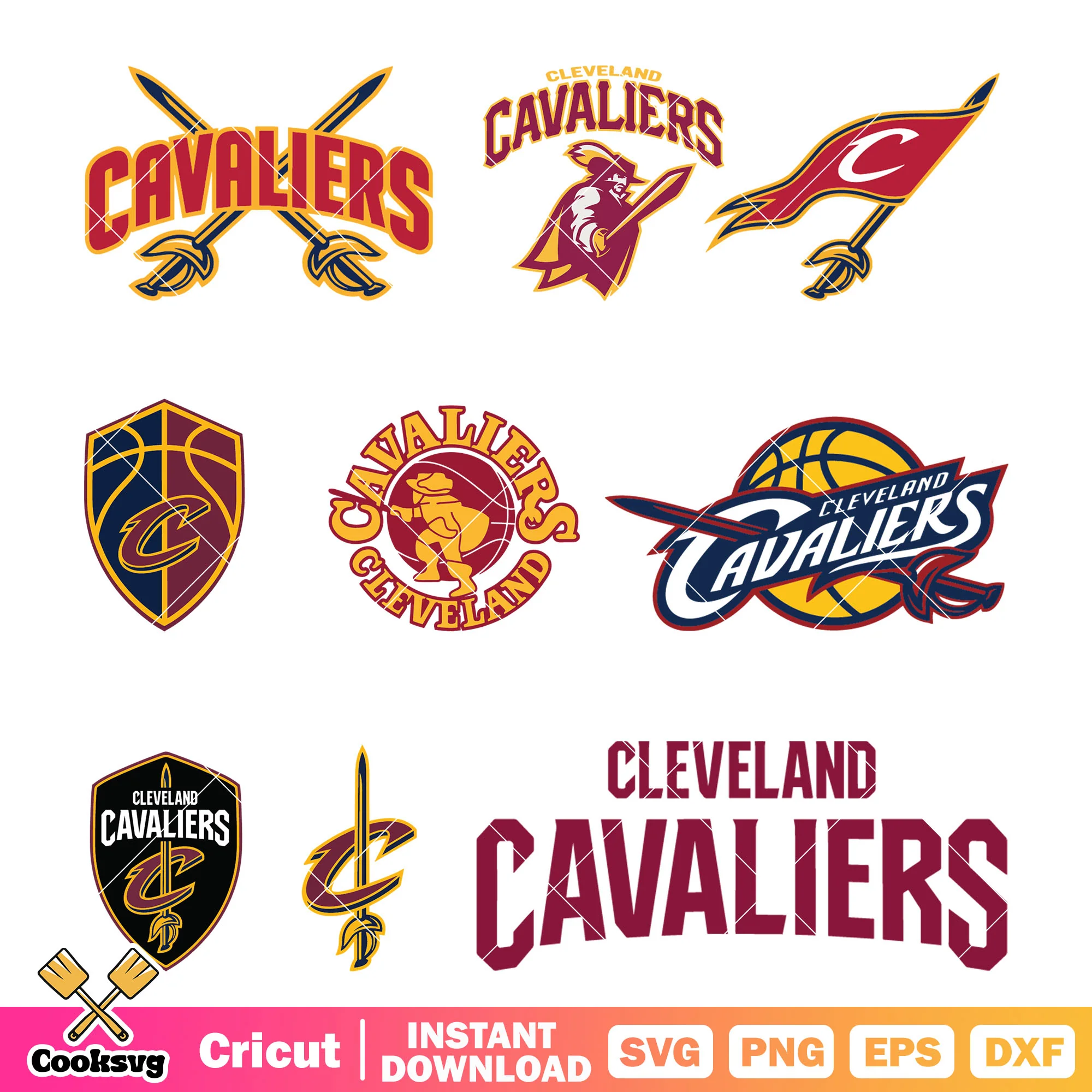 Cleveland Cavaliers logo design bundle svg, Cleveland Cavaliers svg
