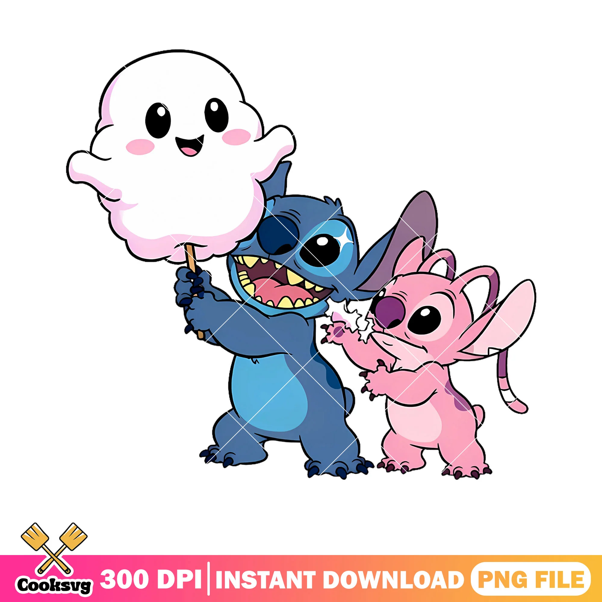 Cloud candy stitch png, cute angle png, disney halloween png