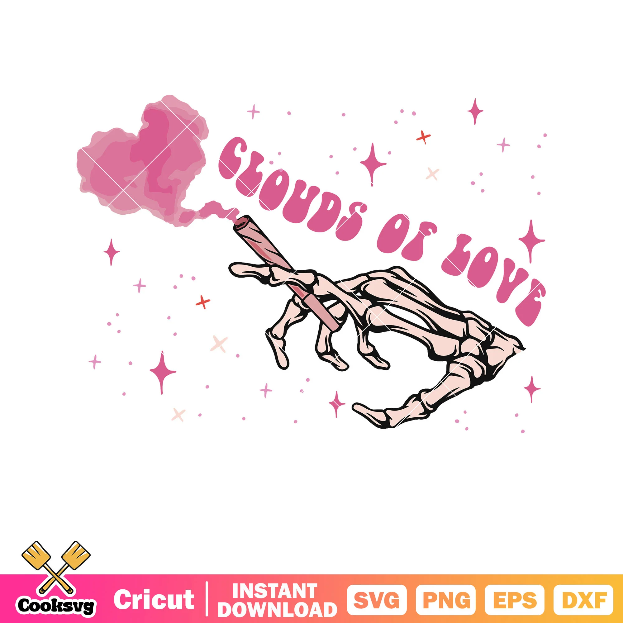 Clouds of love skeleton valentine svg, skeleton valentine svg