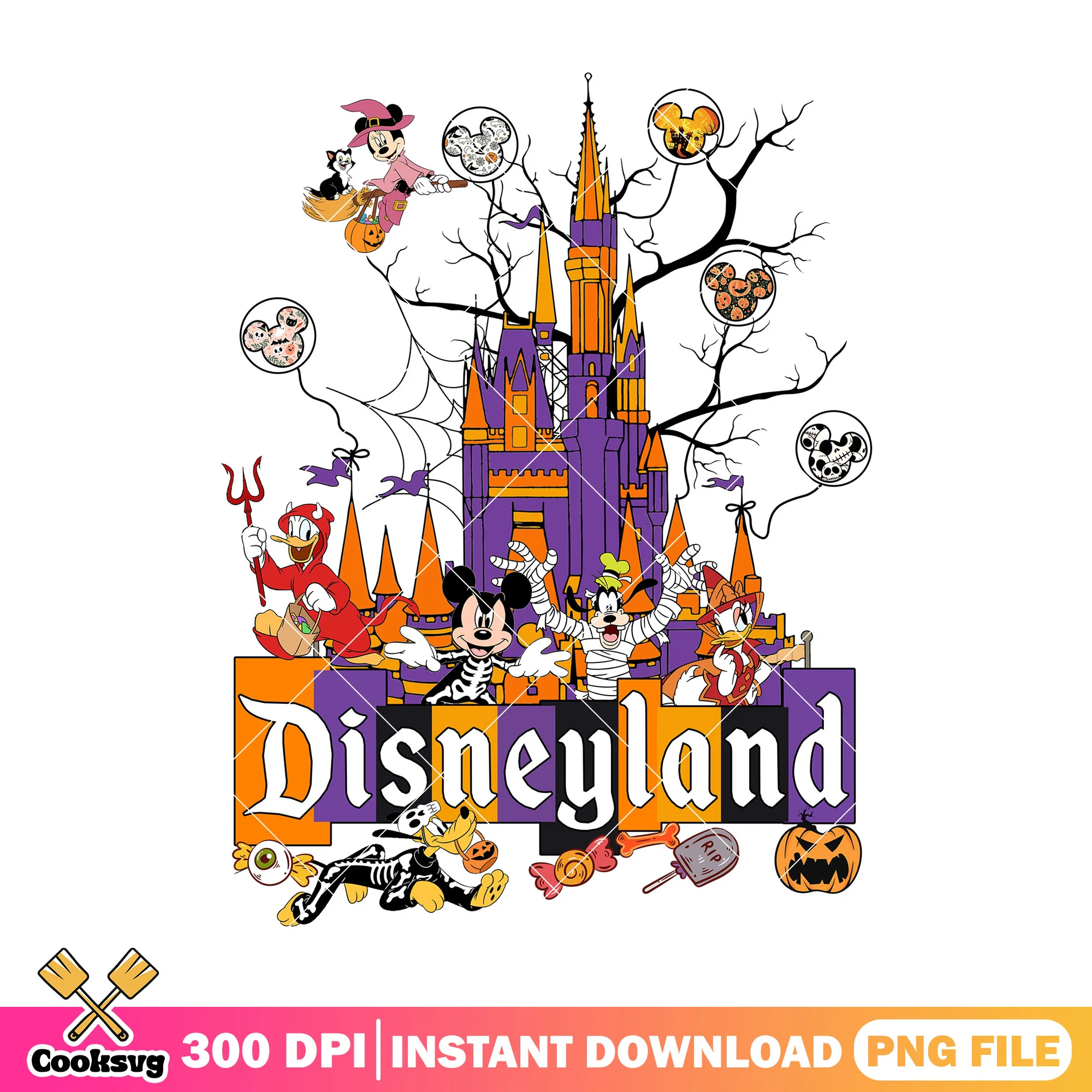 Colorful castle disneyland png, disney candy png, this is halloween png