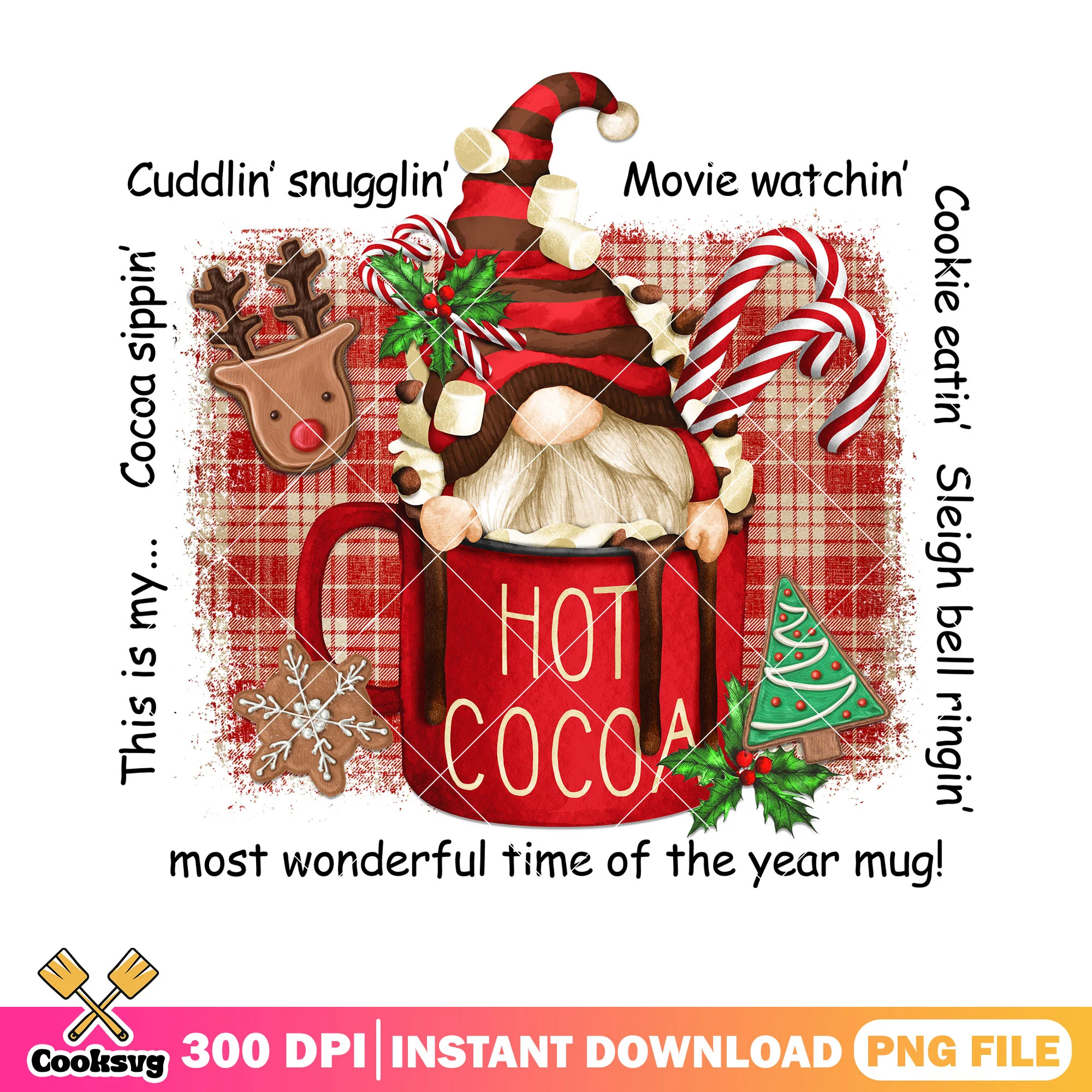 Cookie eatin sleigh ridin png, christmas vibes png, hot cocoa png