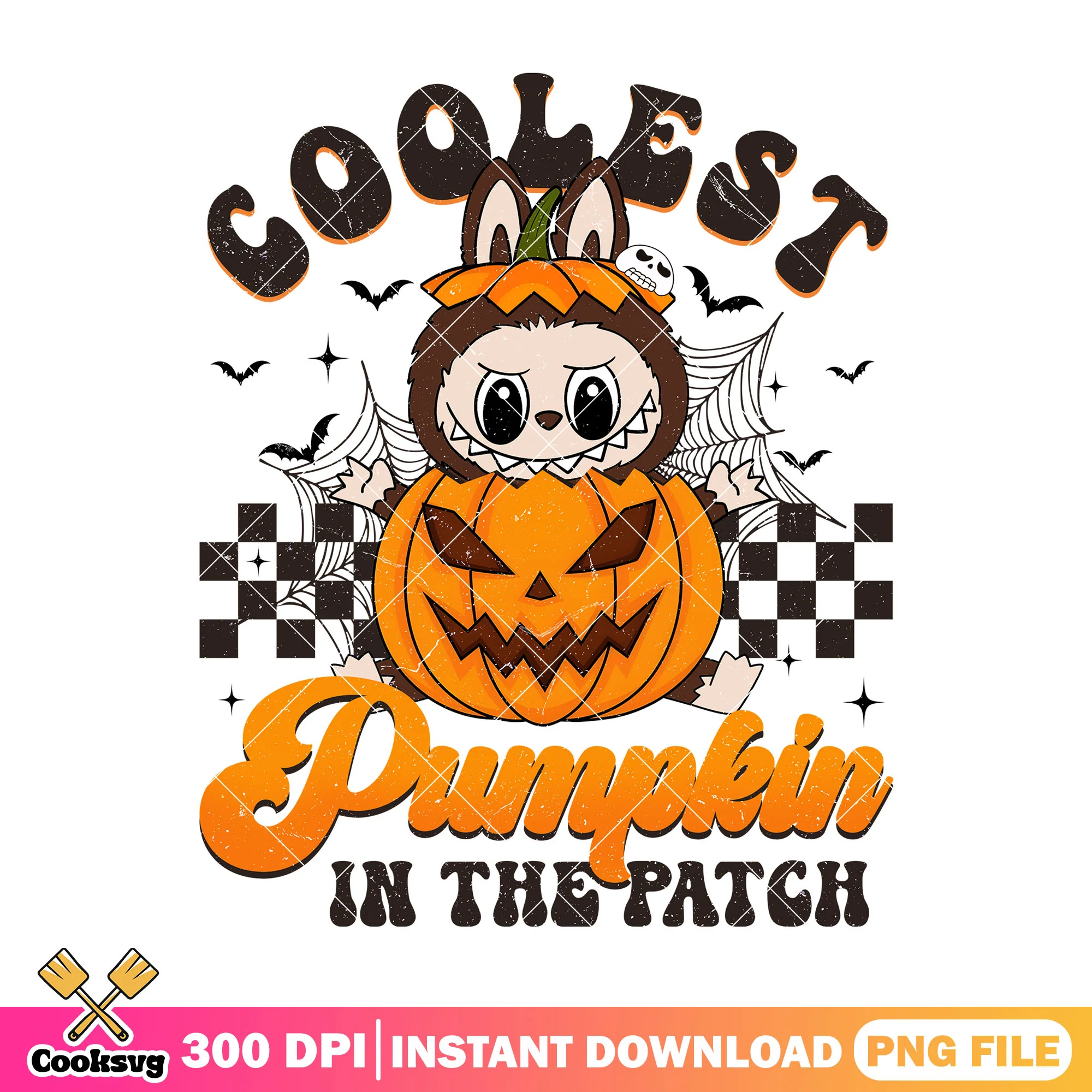 Coolest pumpkin design png, labubu brown png, halloween colors png