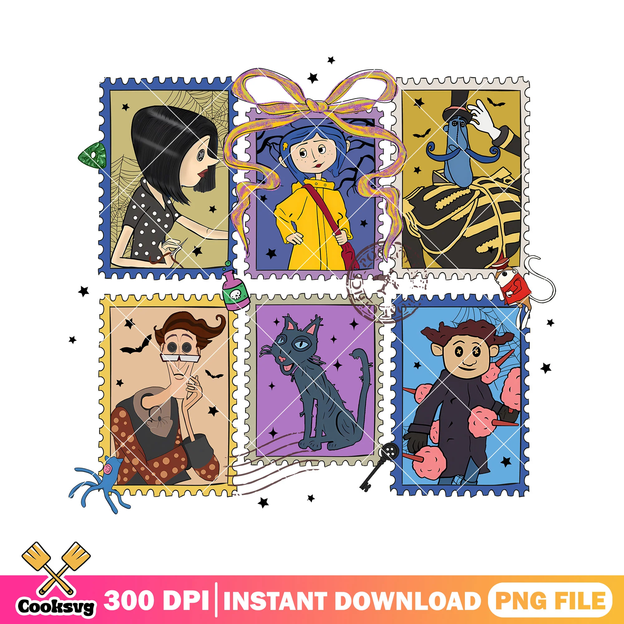 Coraline card png, coraline doll png, halloween movies png