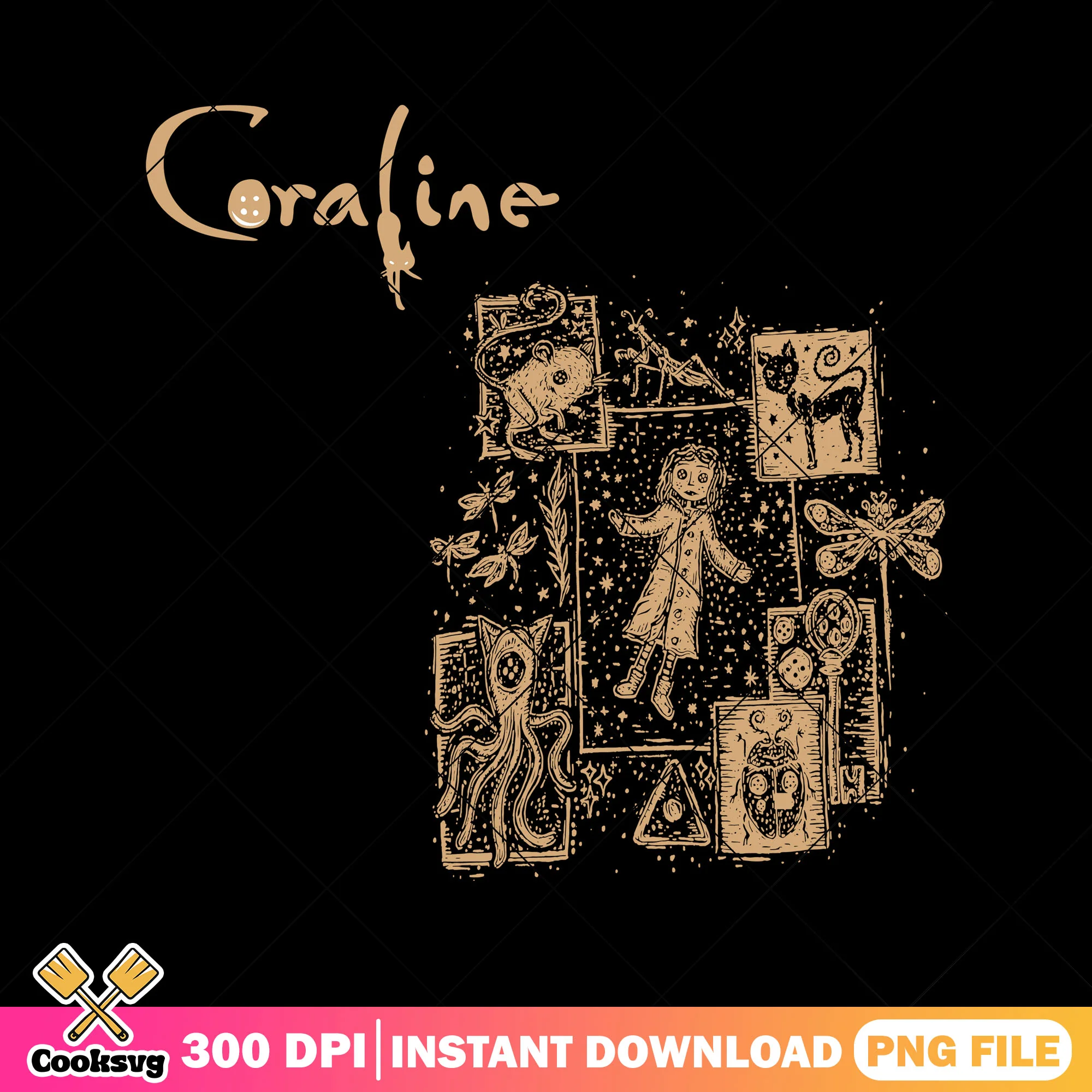 Coraline mystic thing png, coraline doll png, coraline movie png
