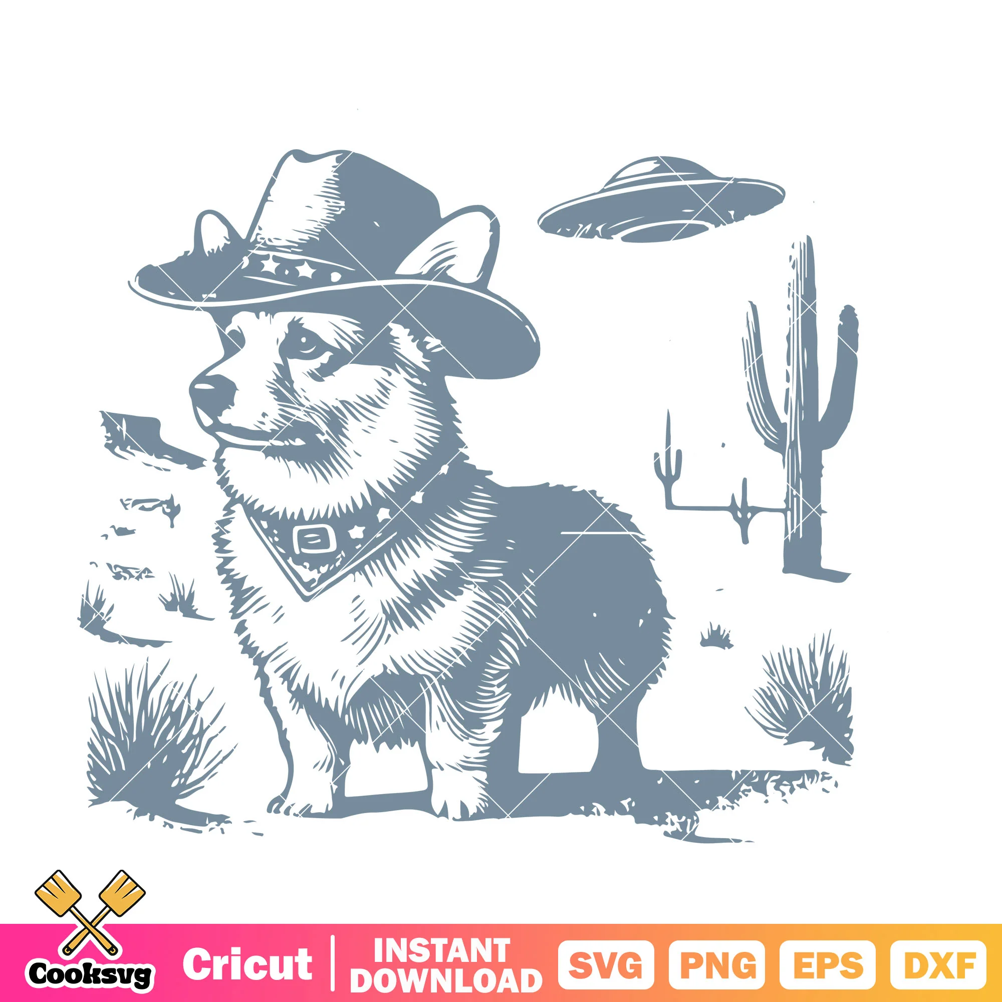 Corgi dog and ufo svg design, corgi dog svg, cowboy corgi svg