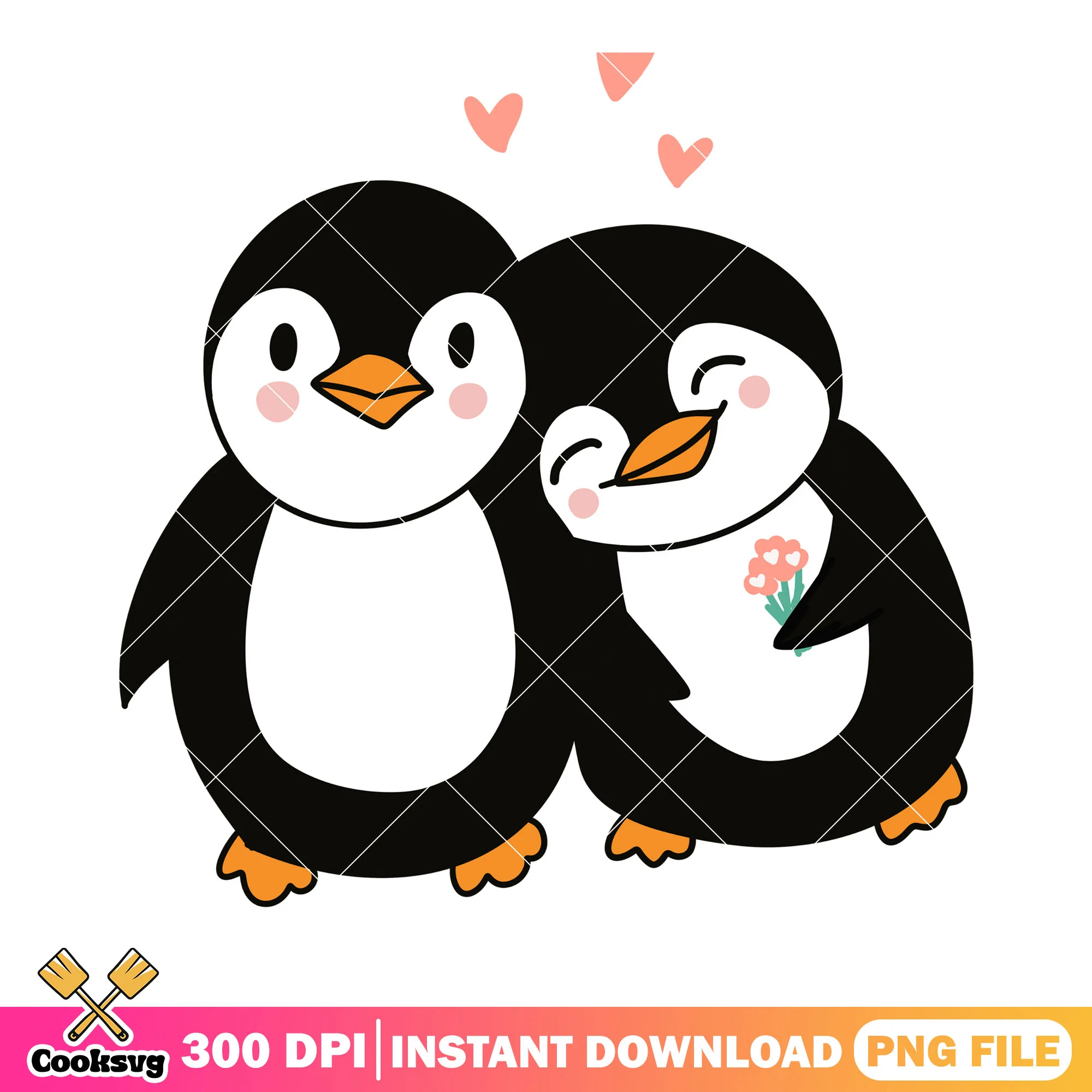 Couple penguin valentines png, happy valentine png, valentine love png
