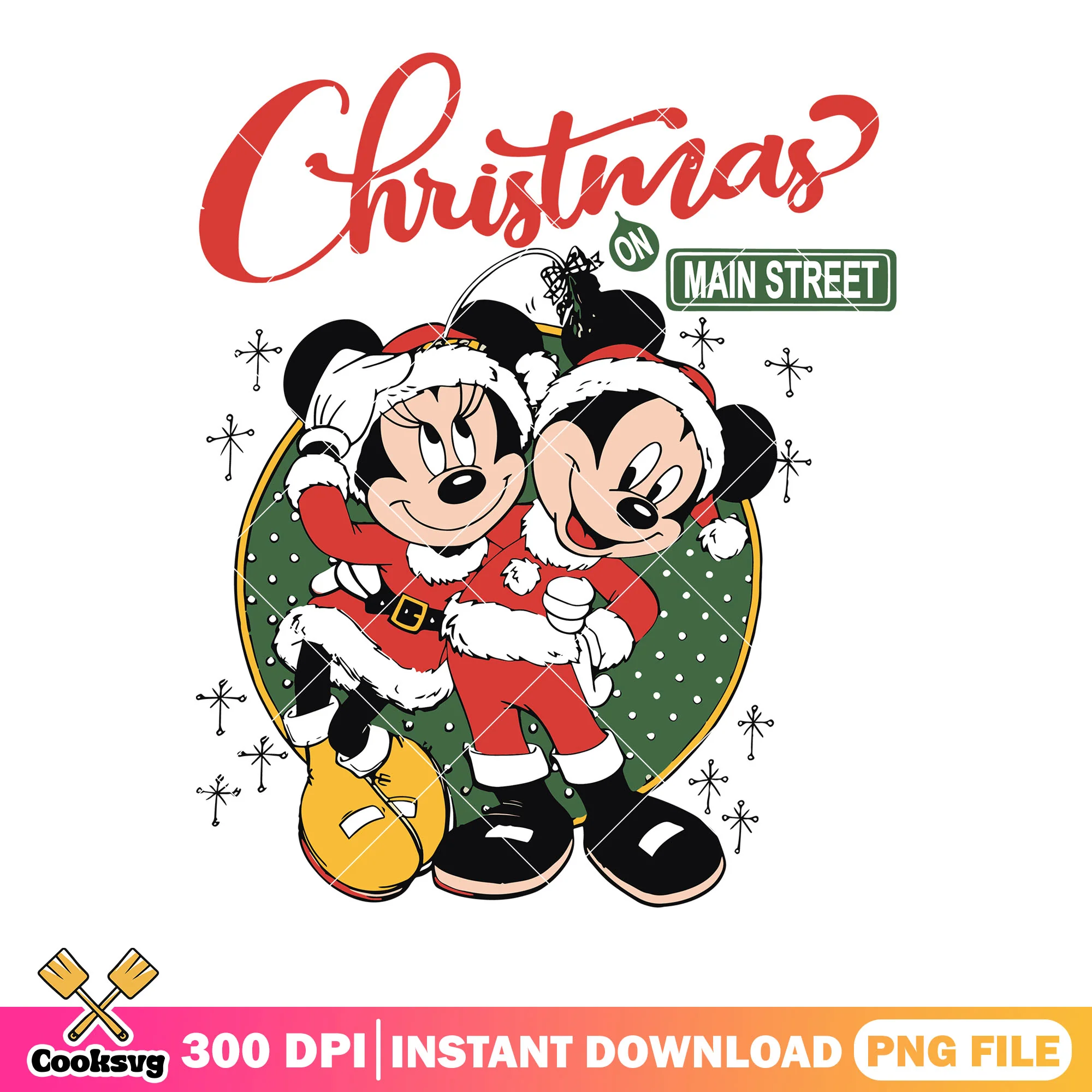Couple santa costumes png, christmas on main street png