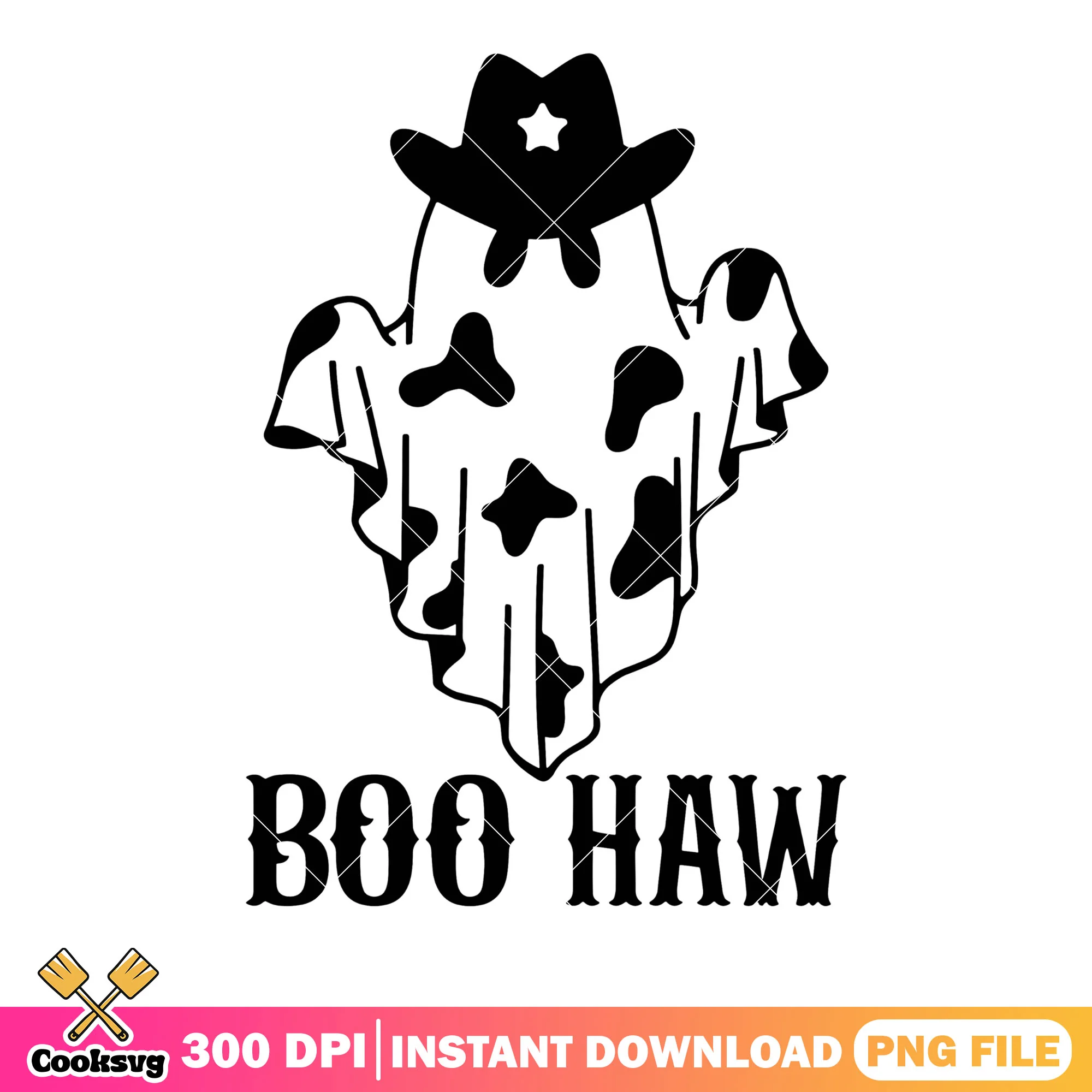 Cowboy Boo haw png, ghost costume png, halloween scary png