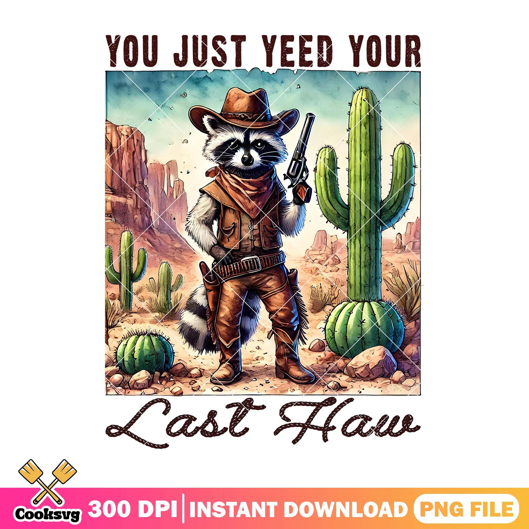 Cowboy raccoon gun png, cowboy custome  png, unique vintage png