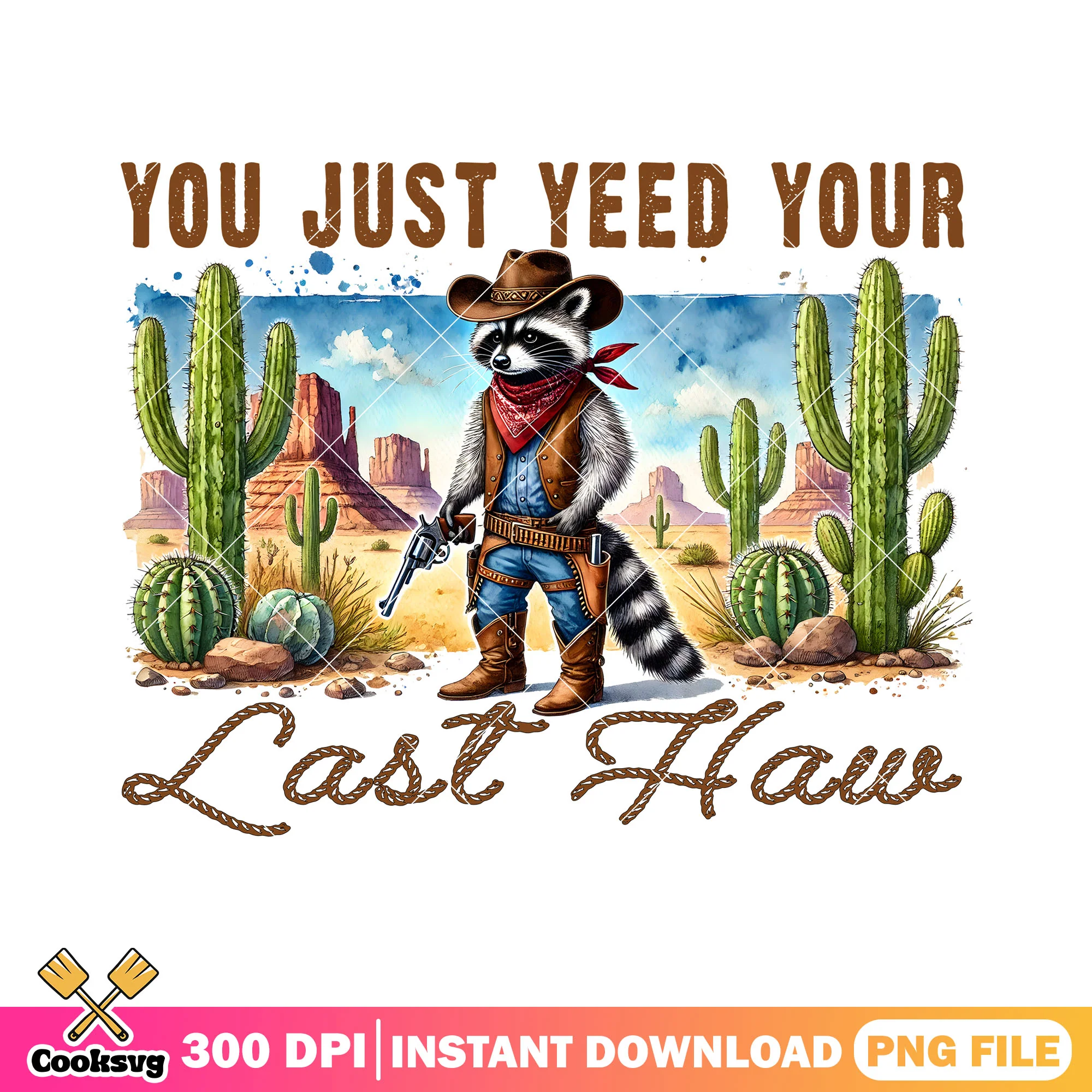 Cowboy raccoon western png, cowboy png, unique vintage png