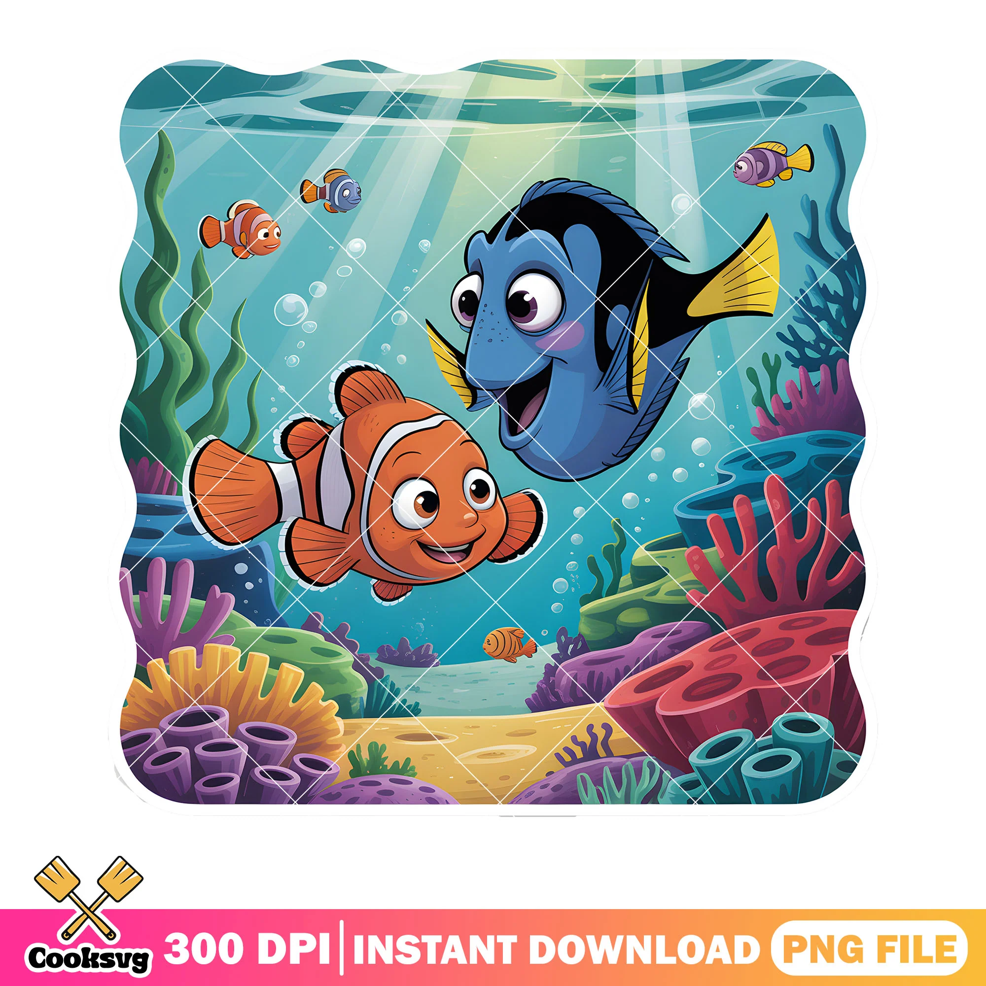 Cozy coral marlin dory vibes png, disney vibes png, marlin and dory png