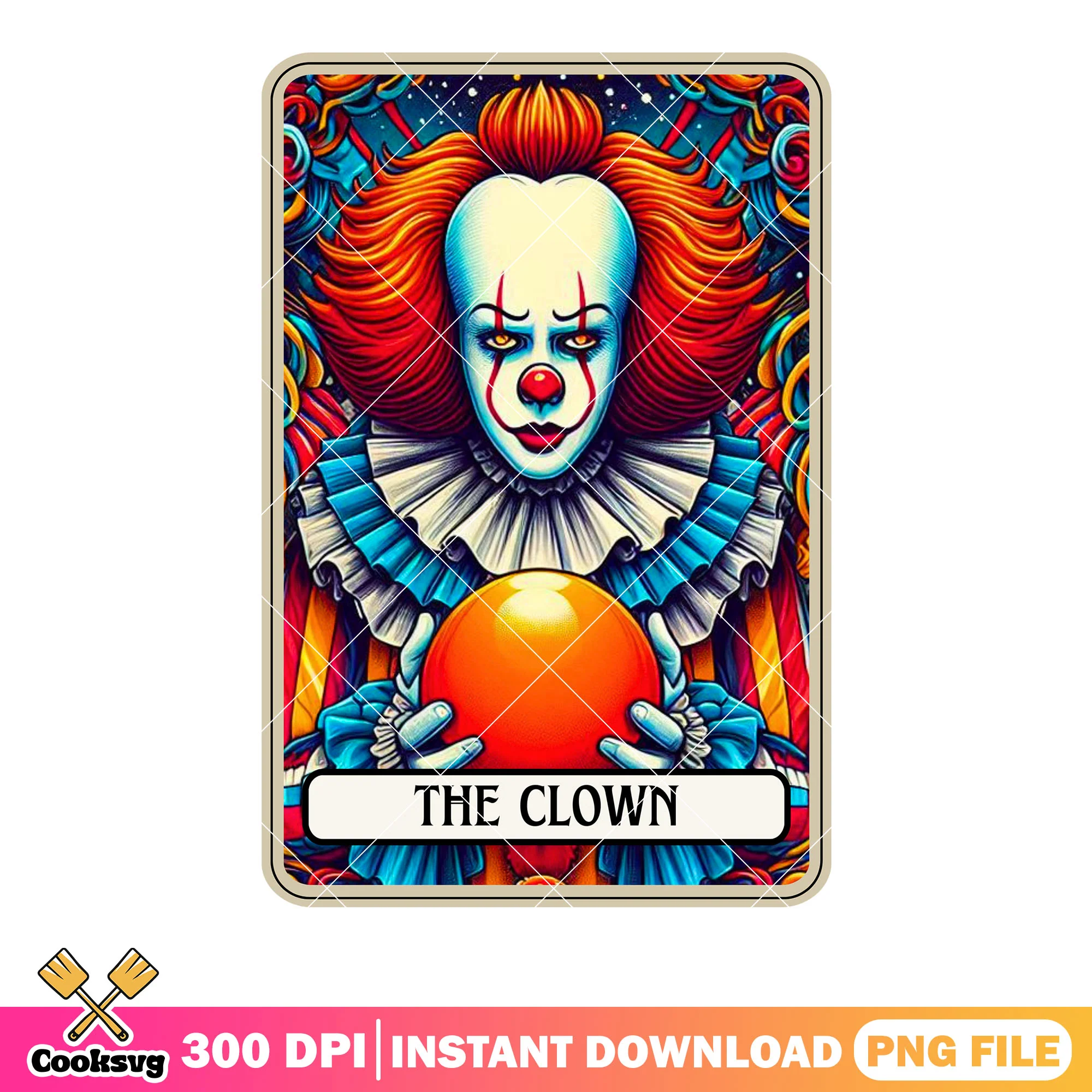Crazy horrible clown red pearl png, orange hair png, halloween art png
