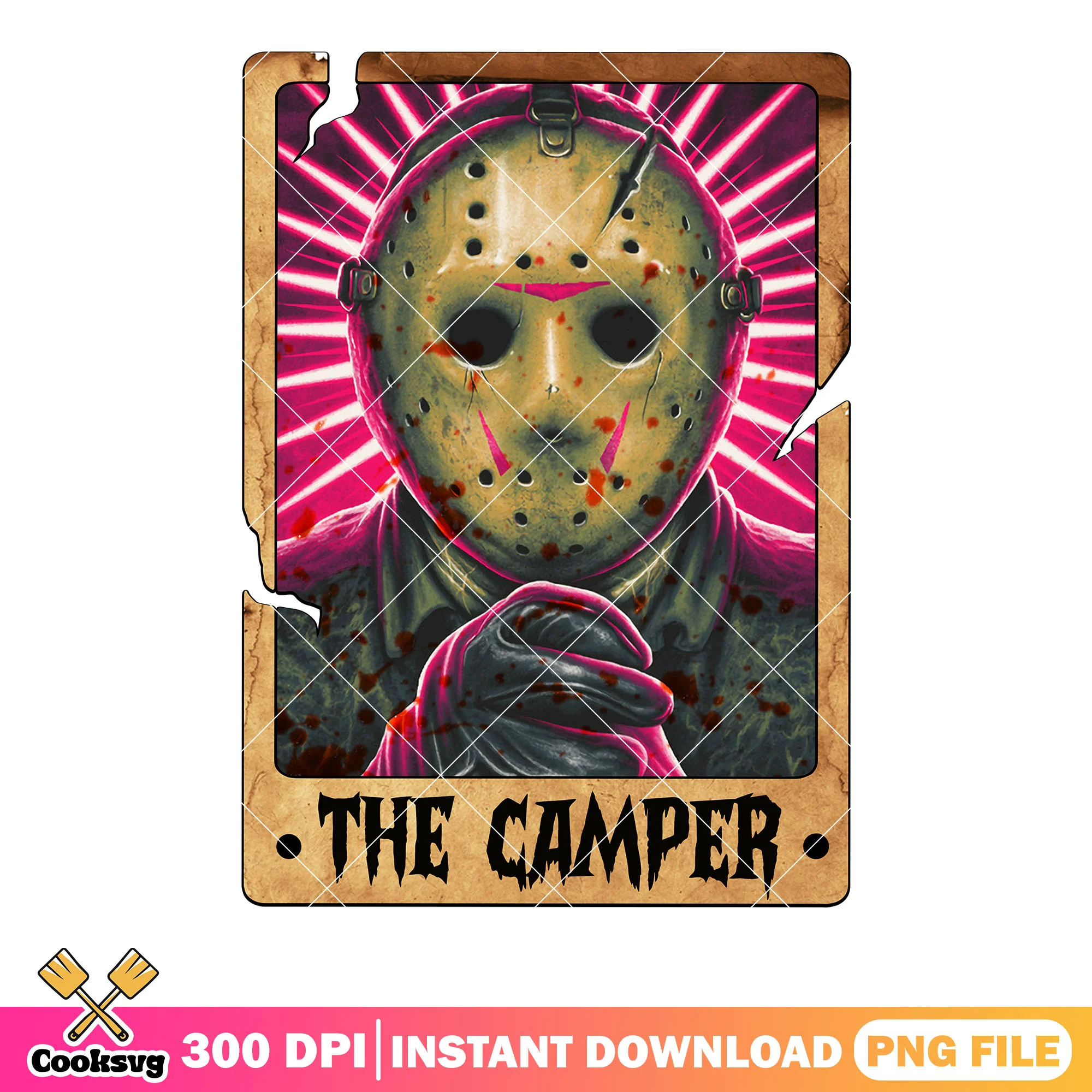 Crazy Jason Voorhees hockey mask png, Pink aura png, scary halloween png