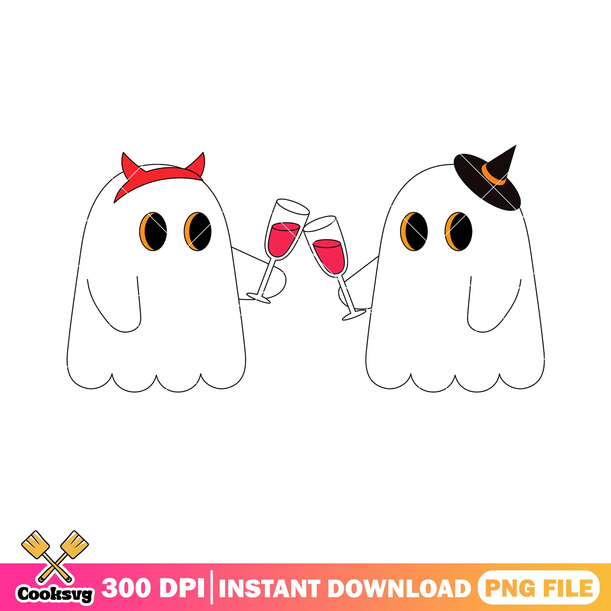 Creepy couple ghost png, Witches hat png, halloween scary png