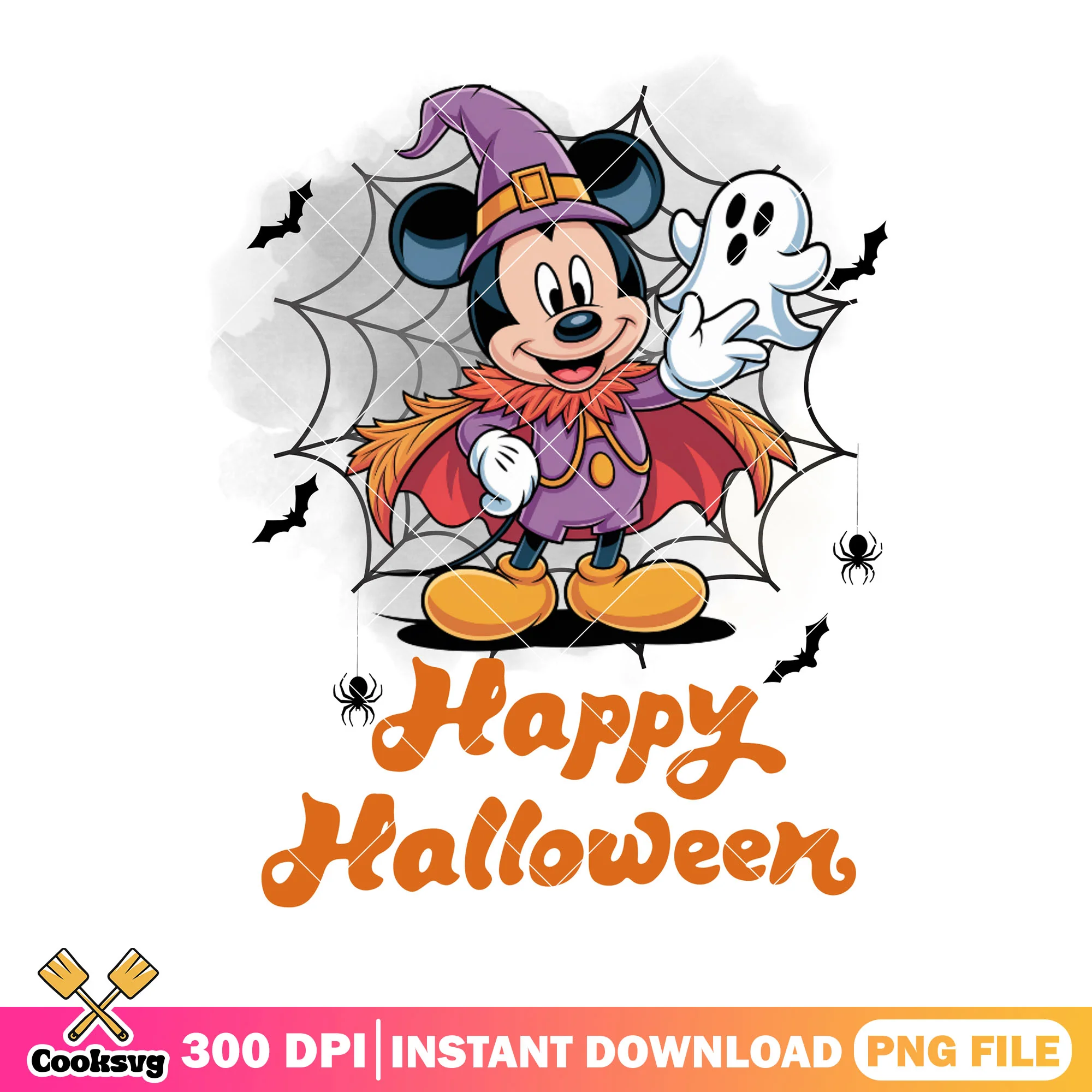 Creepy ghost and mickey png, scary bats png, disney character png