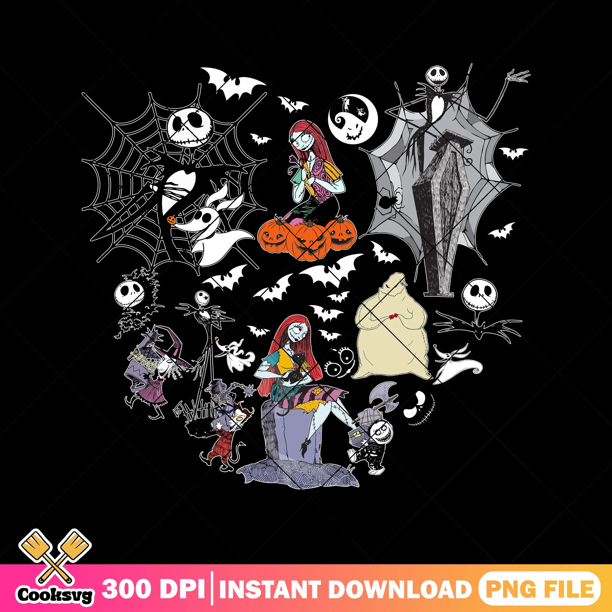 Creepy ghost figures png, nightmare before christmas png, halloween png