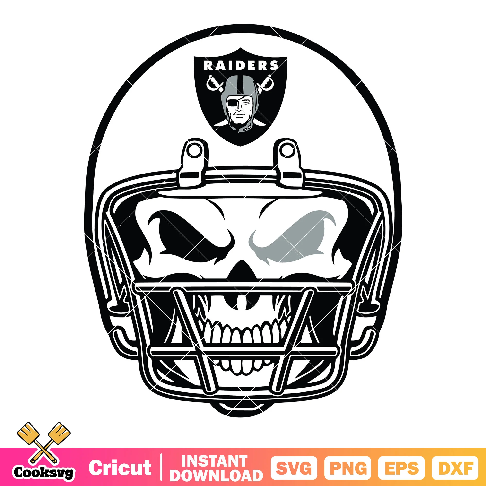 Creepy skull grey eye svg, las vegas raiders svg, nfl helmets svg