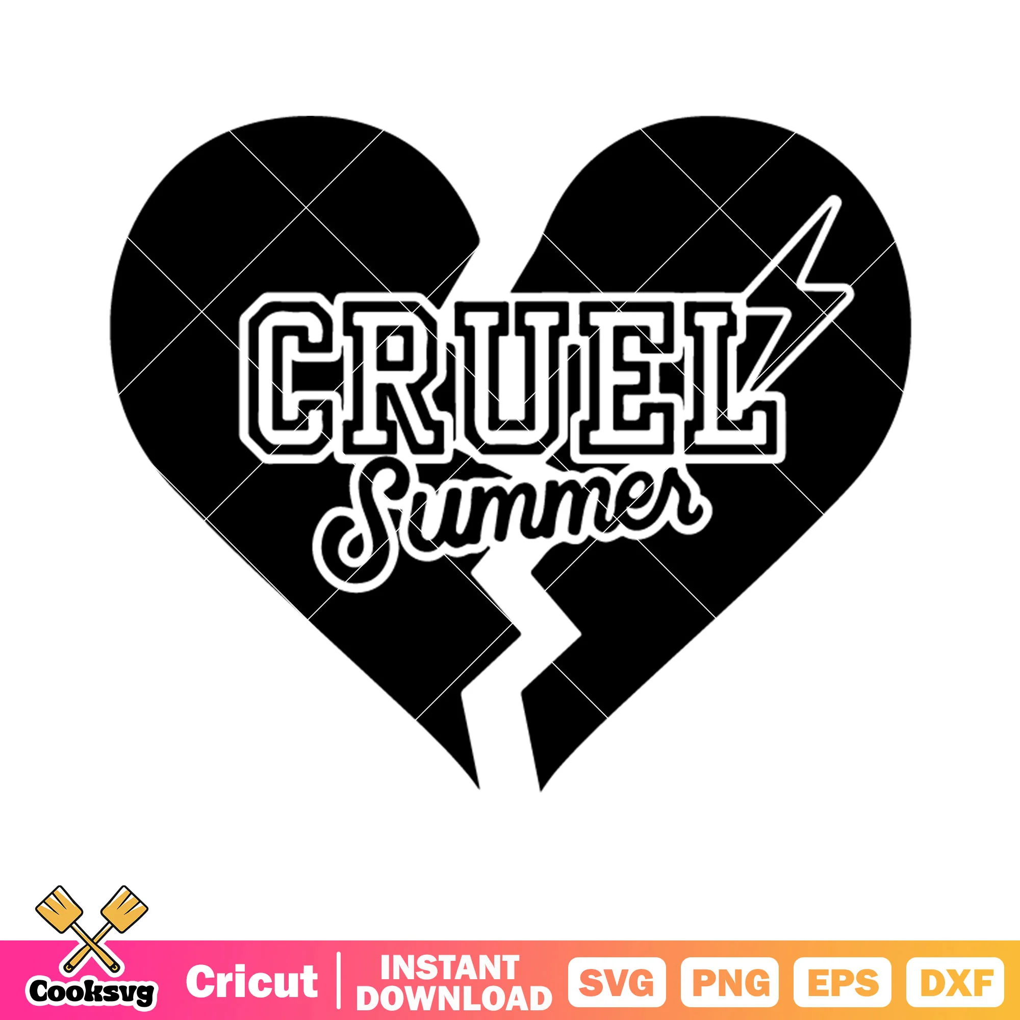 Cruel summer svg. black heart break svg, lightning bolt icon svg
