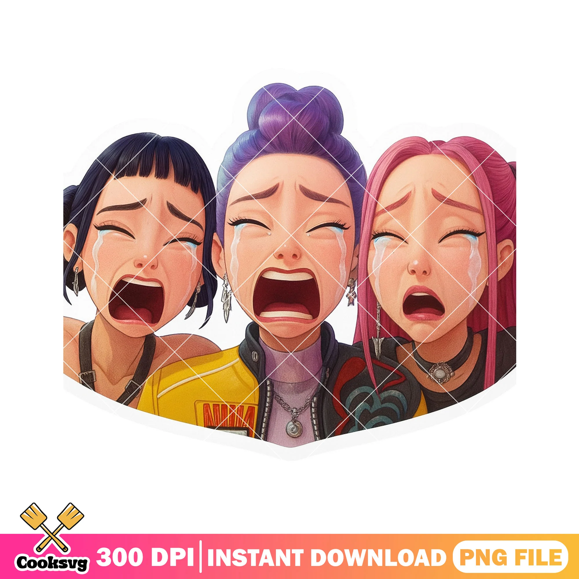 Crying moment huntrix png, kpop huntrix png, huntrix kpop png