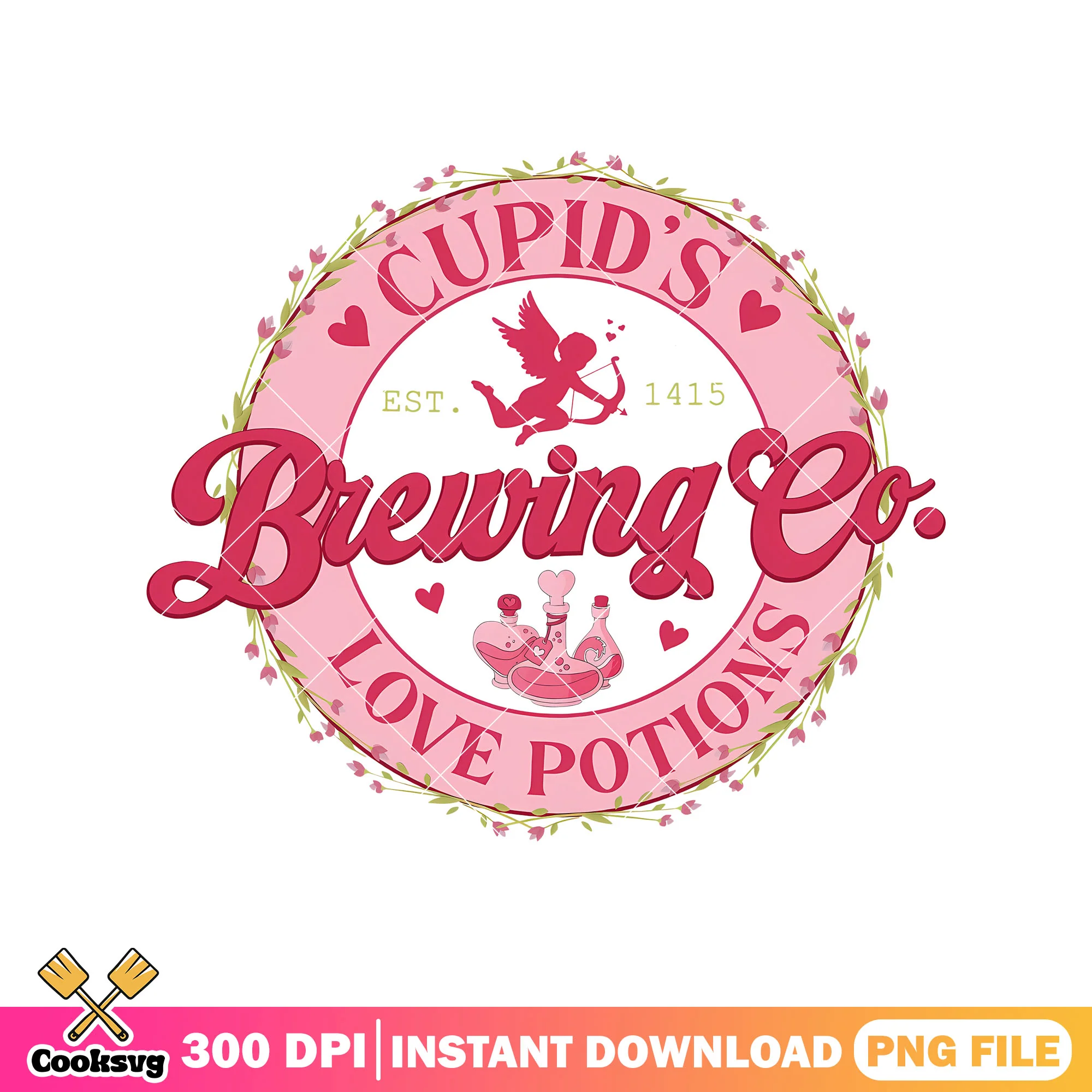 Cupid brewing co pink valentine png, cupid valentine png