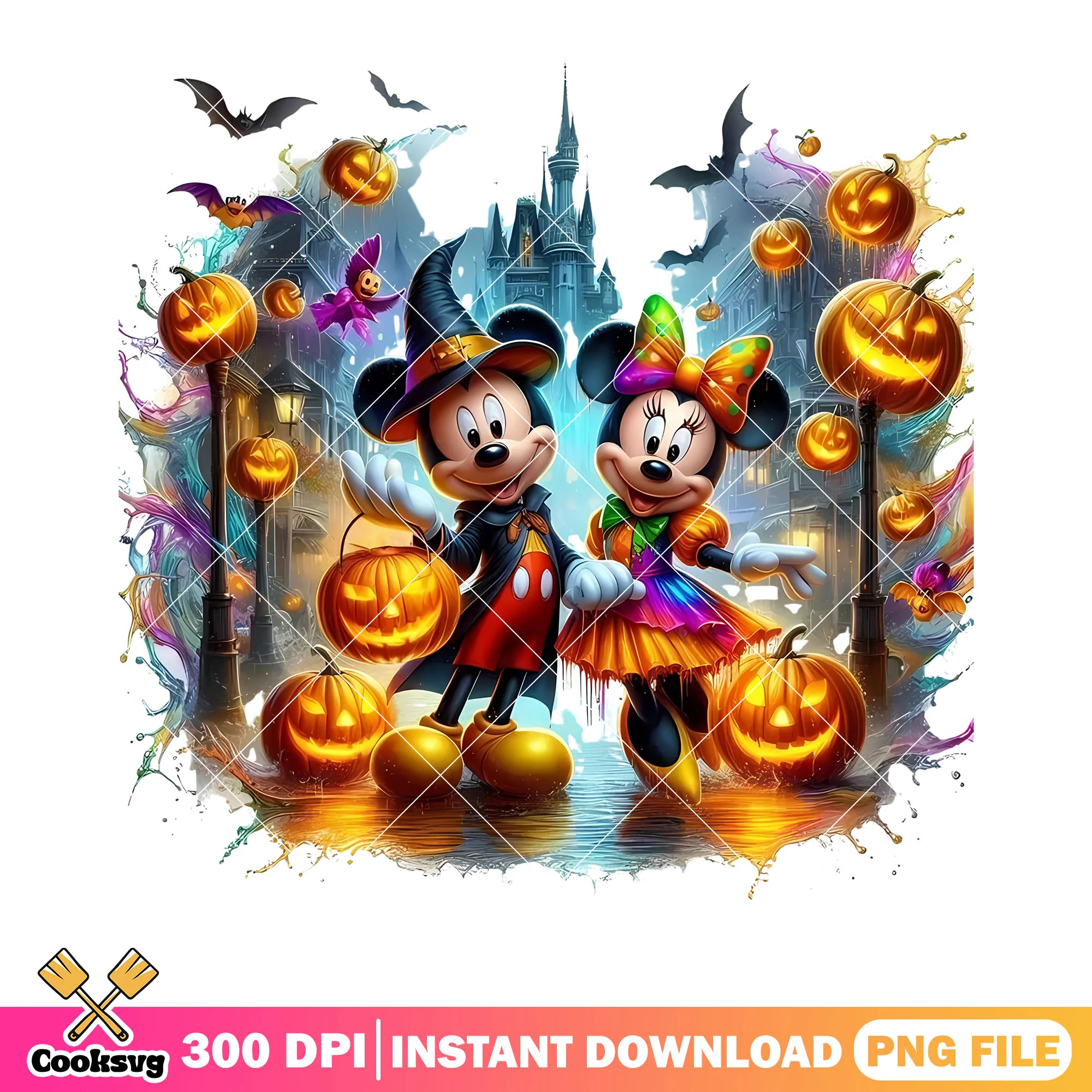 Cursed street png, wicker pumpkin png, disney character png