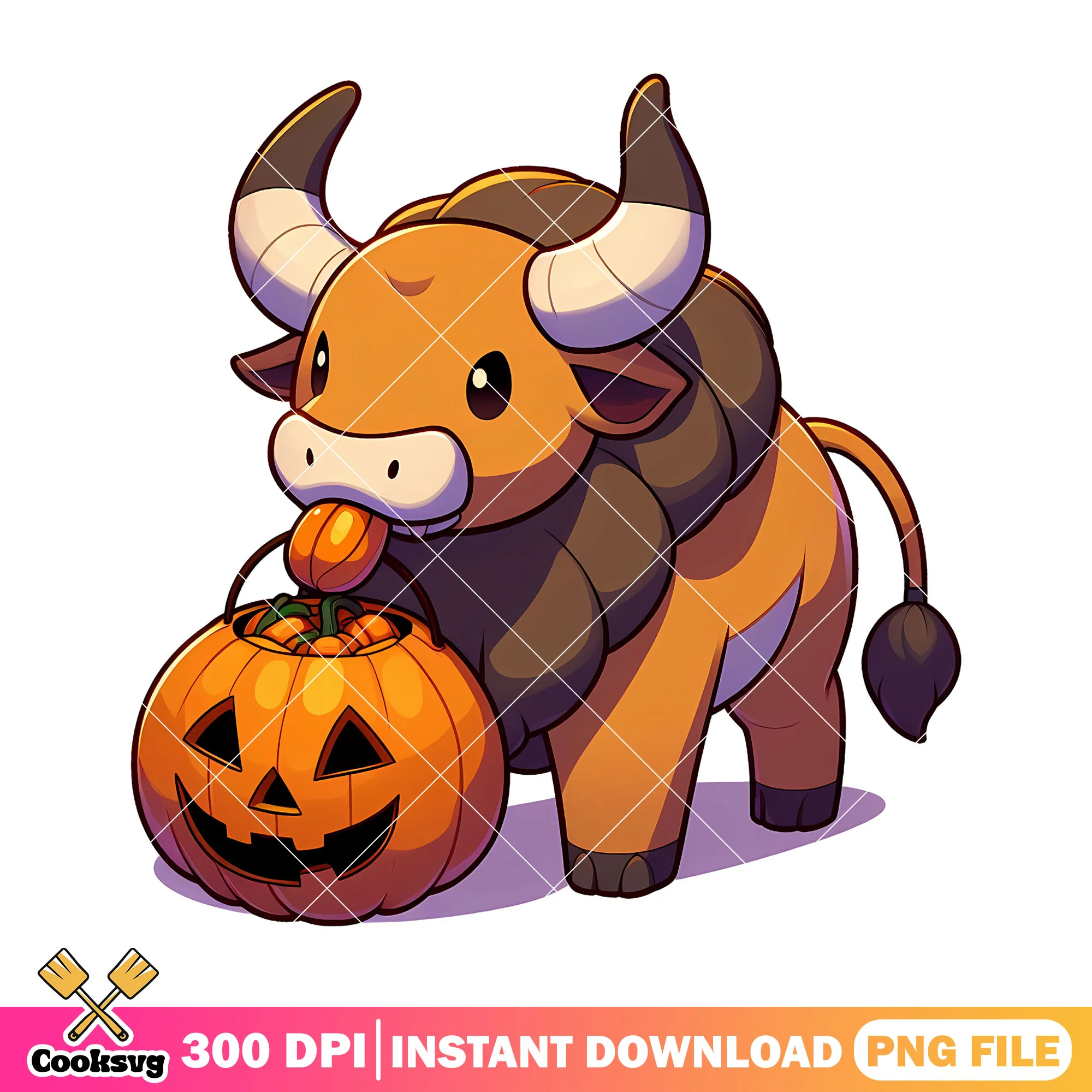 Cute cartoon bull png, halloween movie png, cartoon characters ong